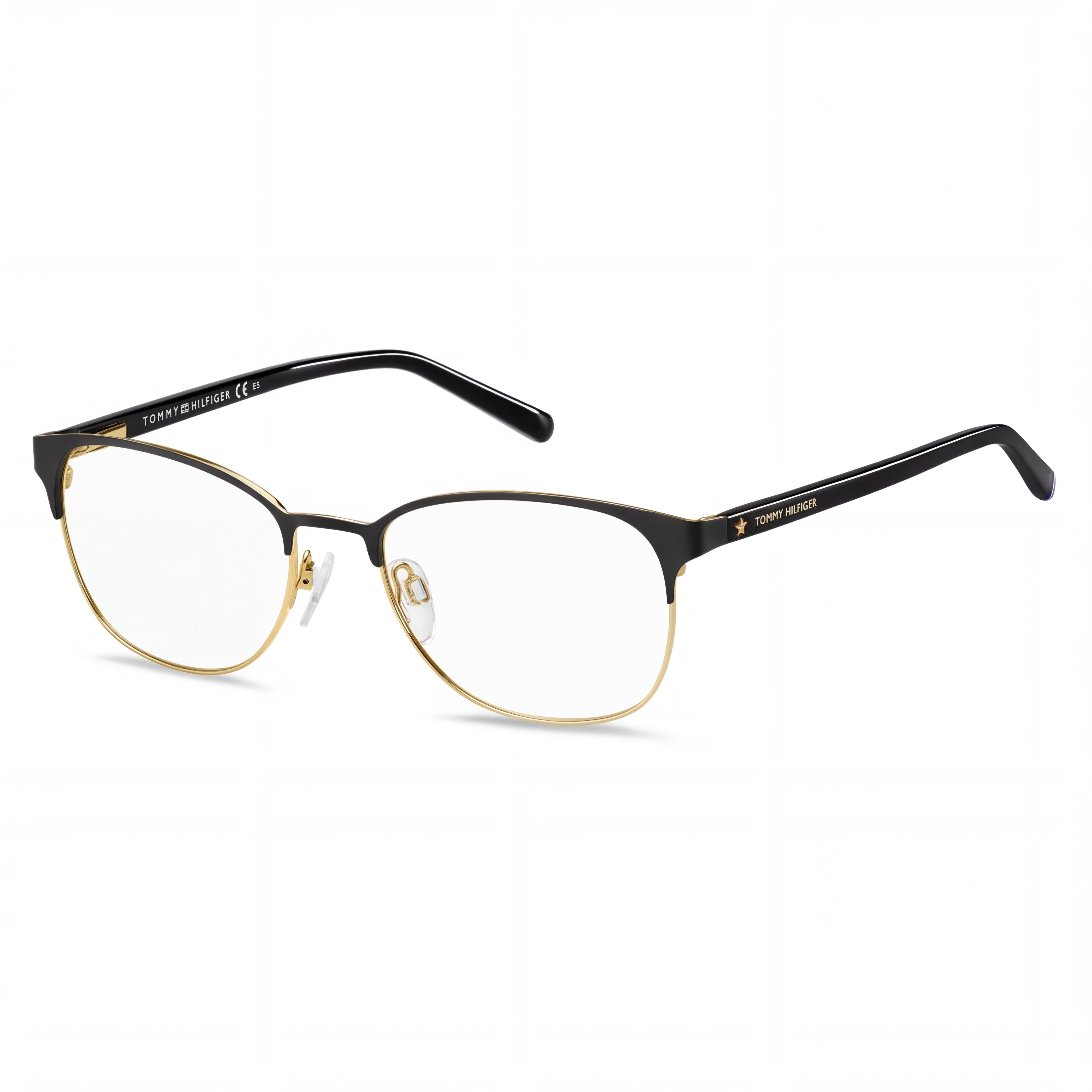 Monturas ópticas Tommy Hilfiger Th 1749 para mujer de acero aleado negro mate de 53 mm - Lentes de demostración transparentes, listas para graduar, Photo 1