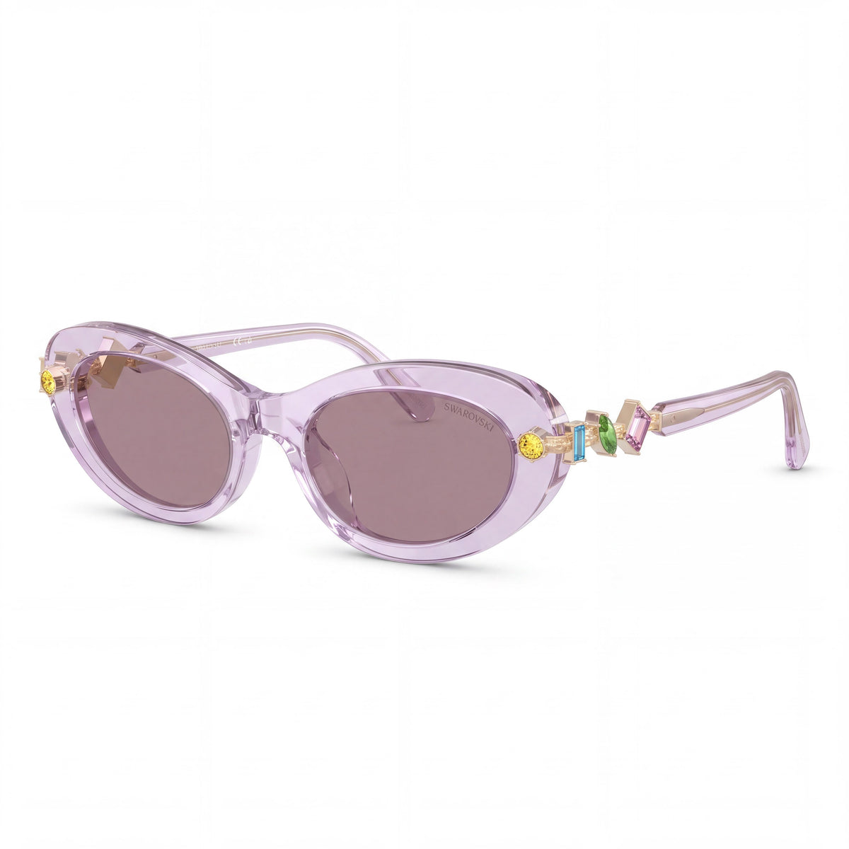 Swarovski Sk6042 Women's Oval Plastic Sunglasses - Transparent Lilac Violet Frame, Violet Lens, 100% UV Protection 53mm, Photo 1