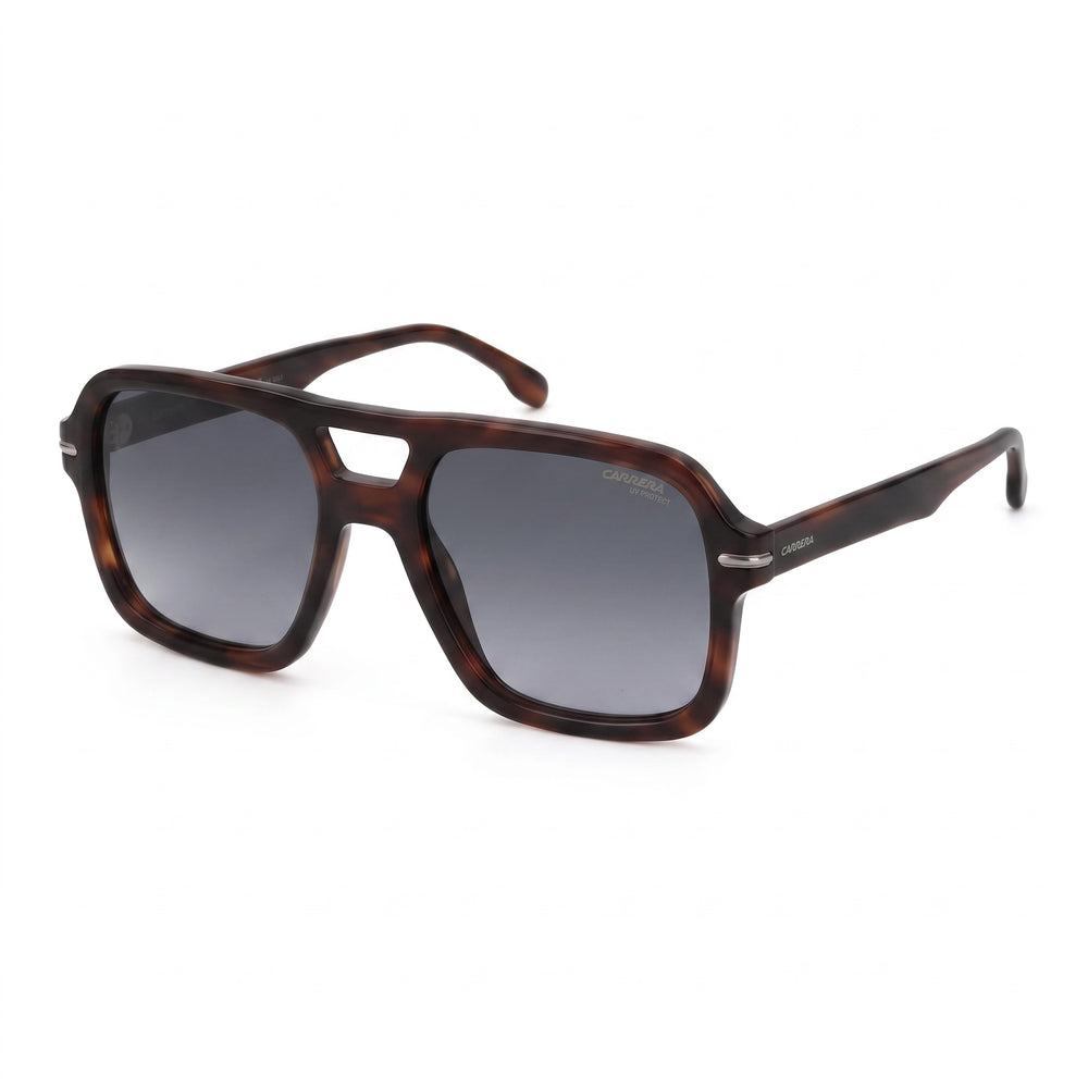Gafas de sol Carrera Signature para mujer, montura de acetato marrón tipo cuerno con lentes de policarbonato con protección UV, 55 mm
