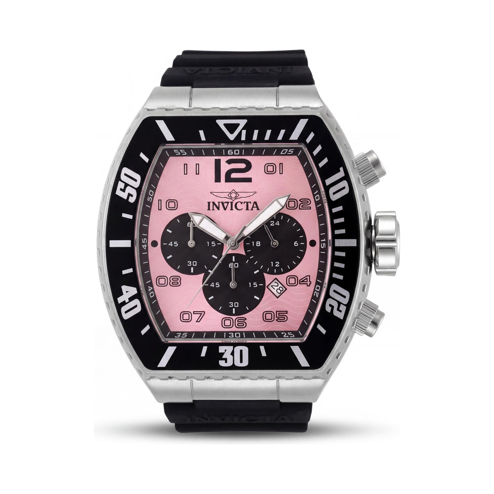 Reloj cronógrafo de cuarzo unisex Invicta Pro Diver 47286, caja de acero inoxidable de 51 mm, esfera rosa, resistente al agua hasta 10 bares.