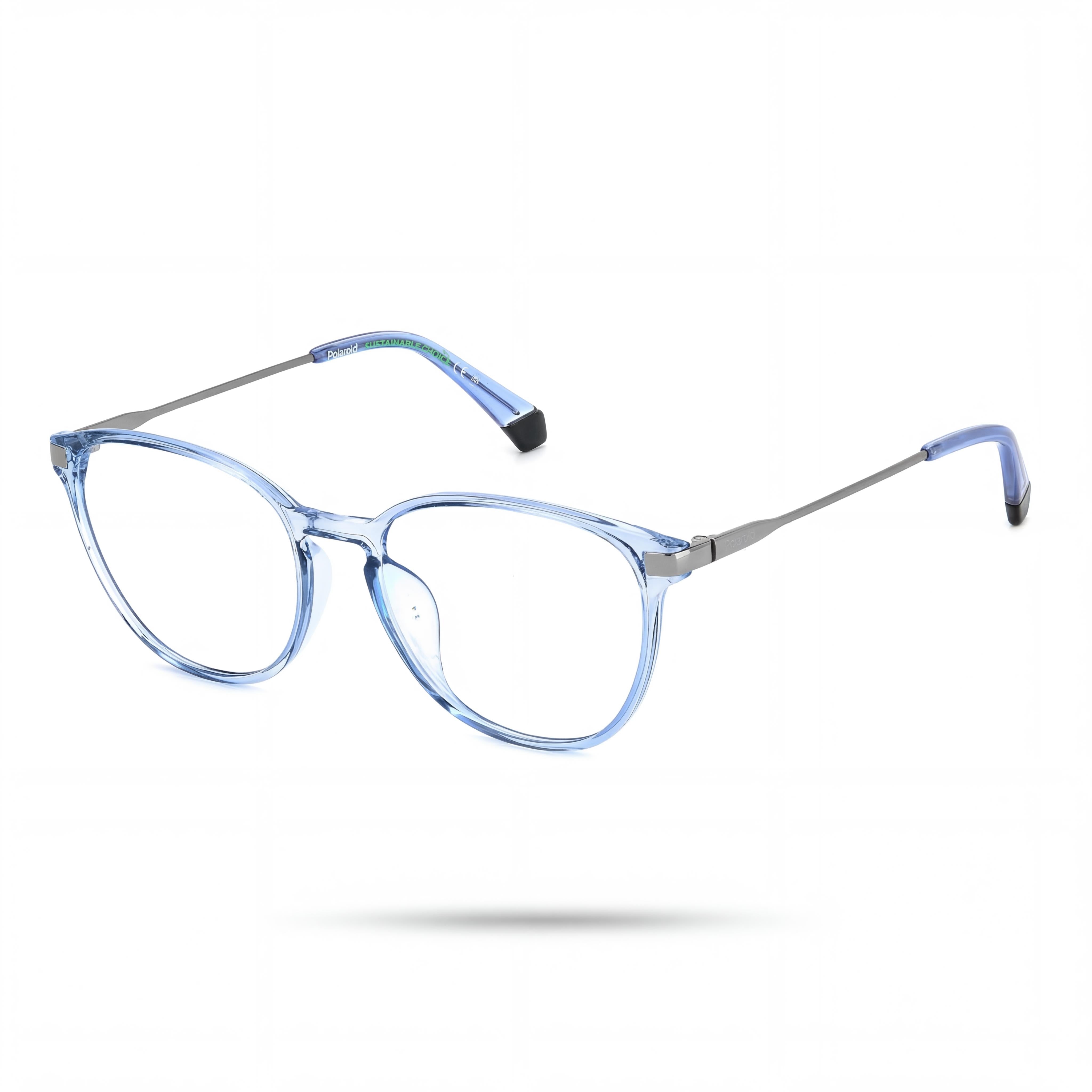 Gafas de sol Polaroid modernas para mujer con montura de acetato azul y lentes con protección UV no polarizadas de 52 mm, Photo 1