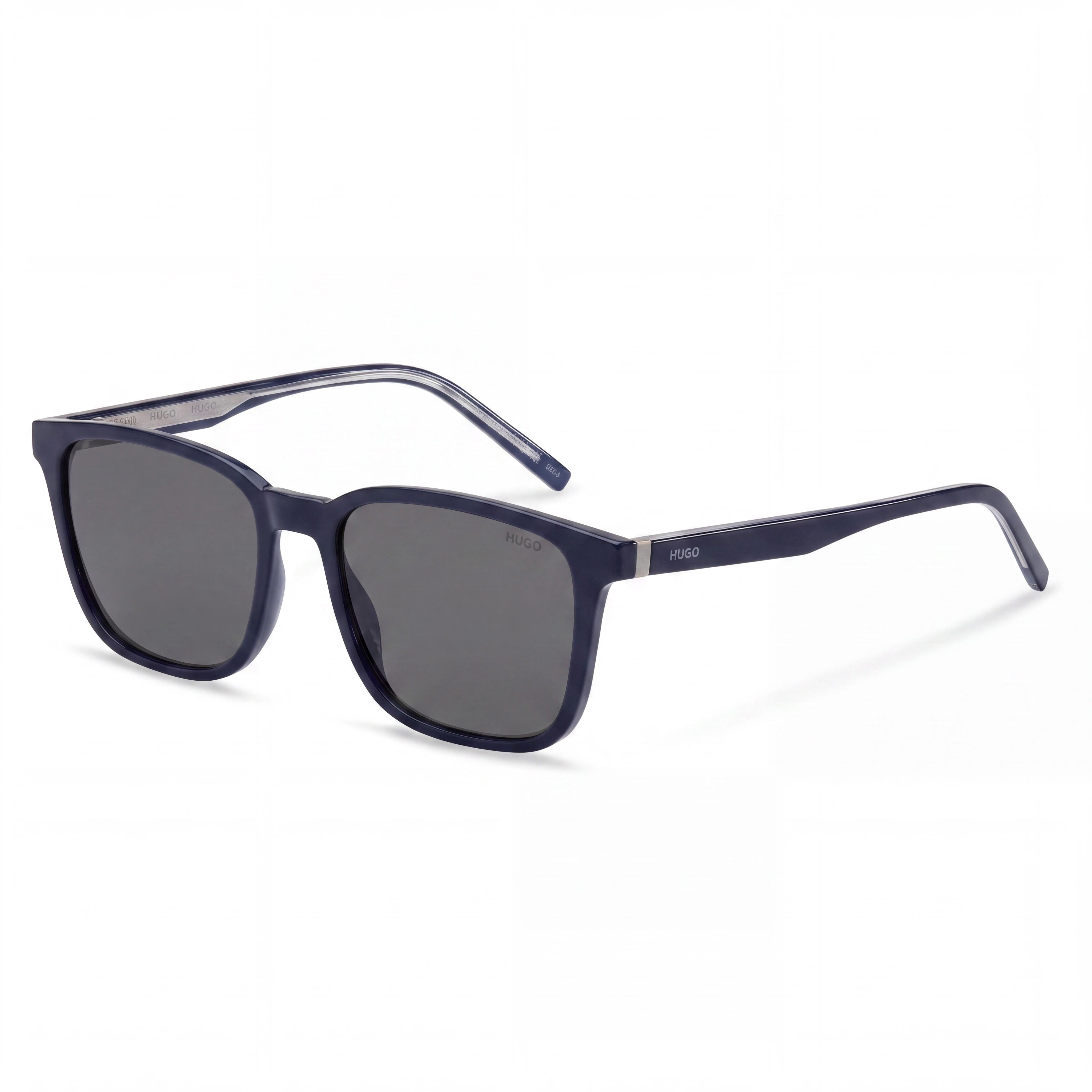 HUGO 207971 Women's Blue Plastic Frame Sunglasses, Grey Lenses, UV Protected, 55mm Lens Width, Photo 1
