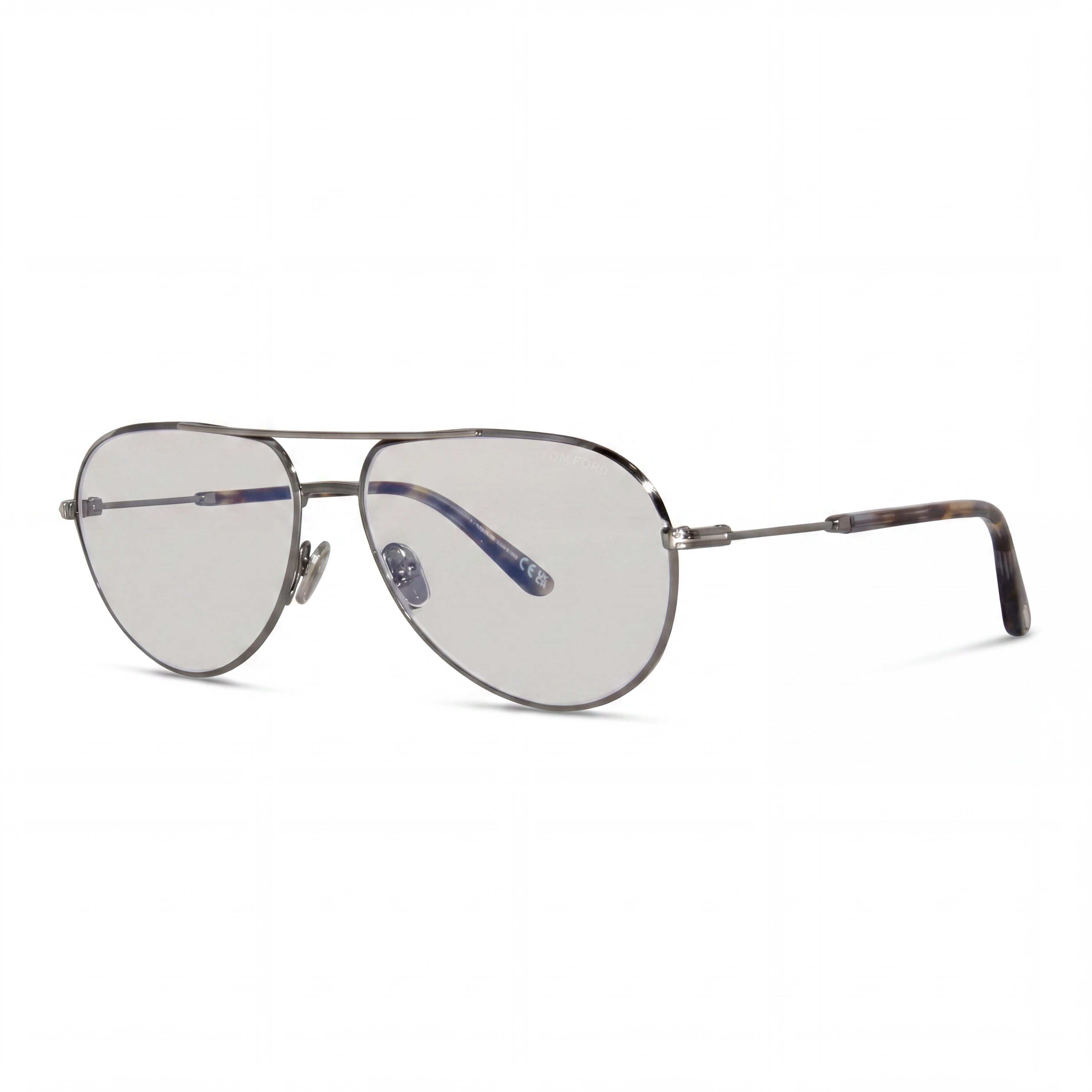 Tom Ford Modern Men's Shiny Dark Gunmetal Metal Blue-Light Block Eyeglasses 57mm, Photo 1