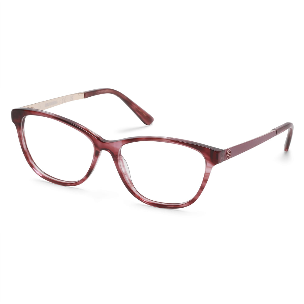 Harley-Davidson Hd0571 Unisex Plastic Frame Eyeglasses, Bordeaux, Polarized Clear Lenses 52-14-145