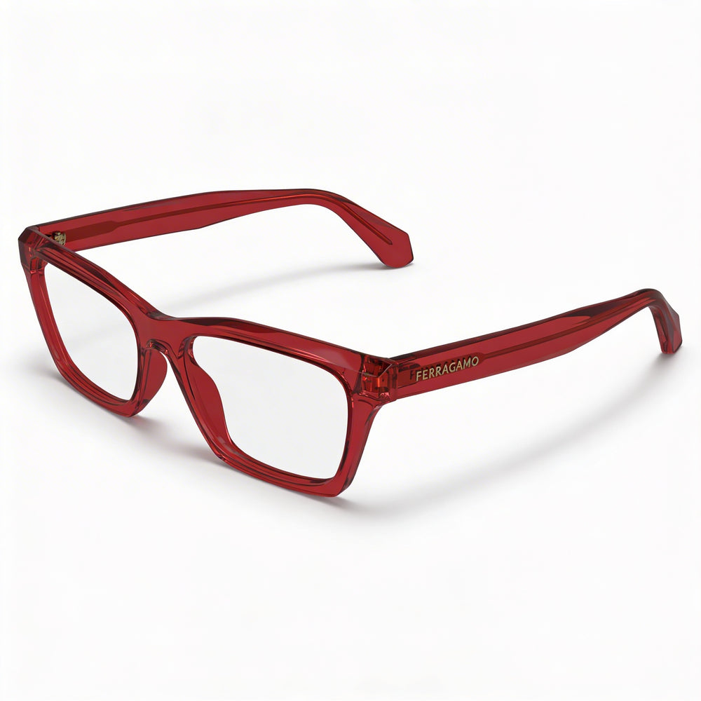 Gafas Ferragamo Sf2986 para hombre de acetato rojo transparente 53