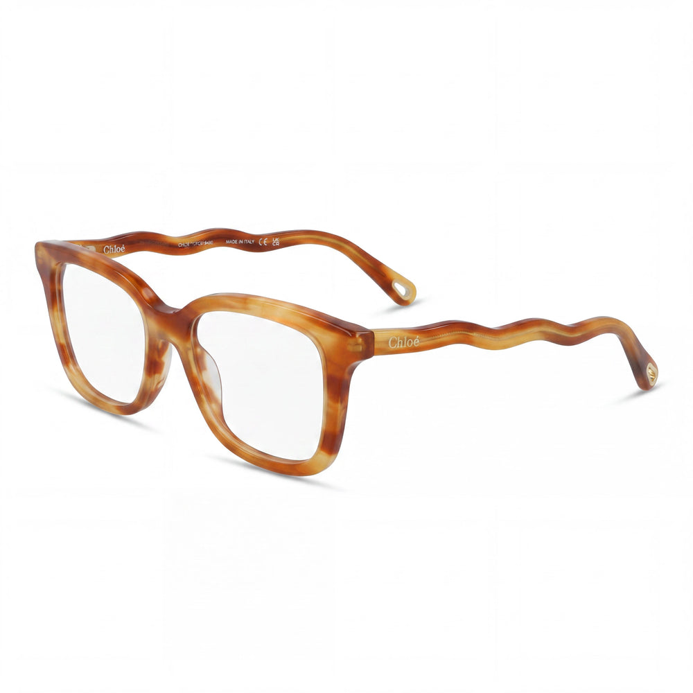 Montura no óptica Chloe de acetato orgánico cuadrada/rectangular para mujer Havana Transparente 49-15-145mm