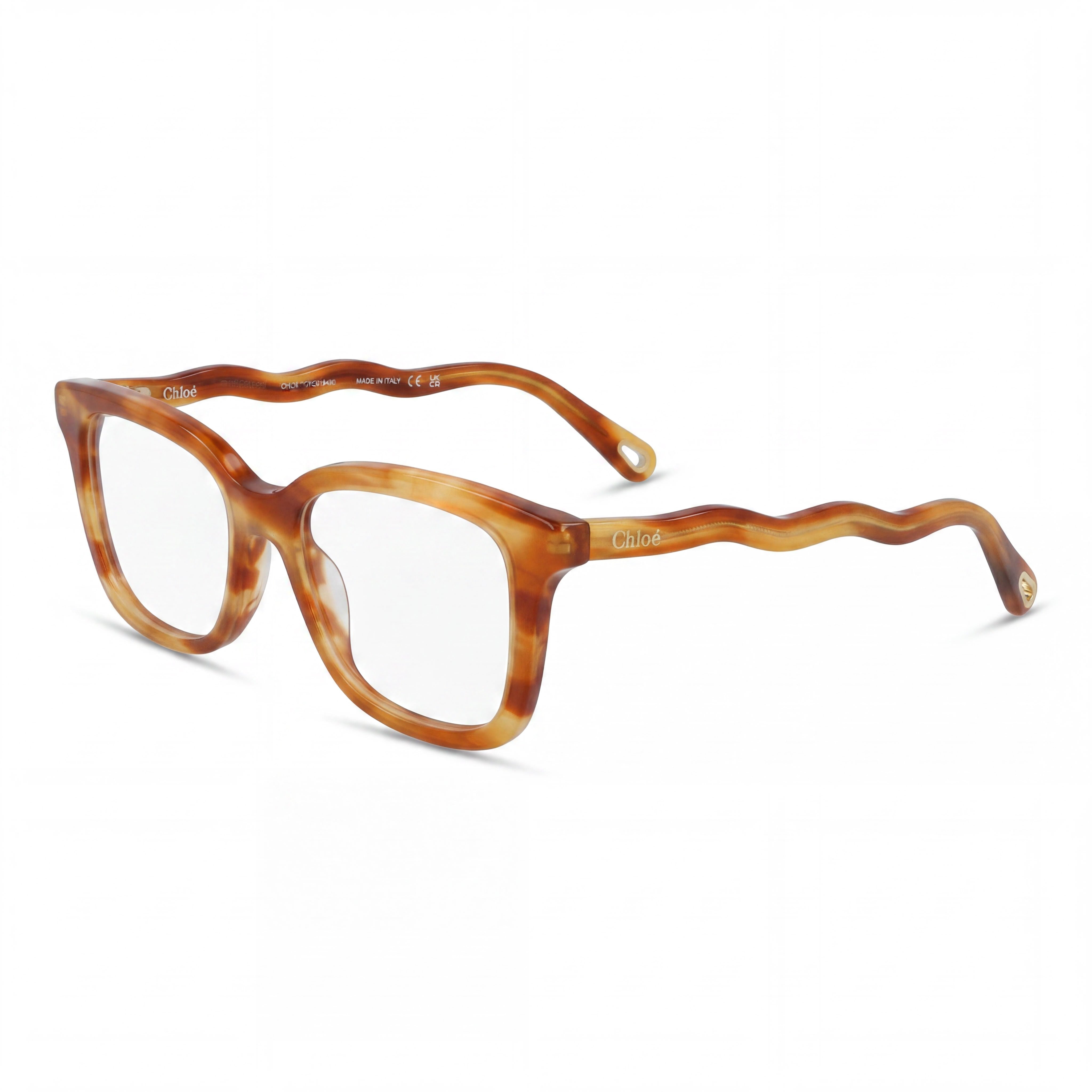 Montura no óptica Chloe de acetato orgánico cuadrada/rectangular para mujer Havana Transparente 49-15-145mm, Photo 1
