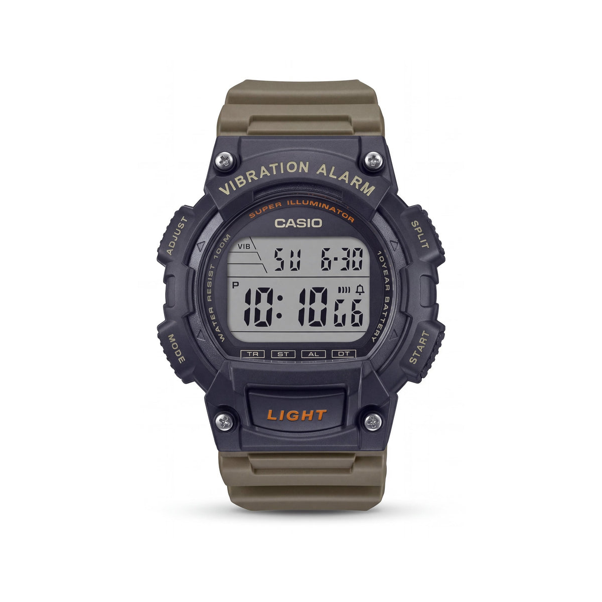 Casio Men's W-736H-5AVCF Black Tan Digital Watch with LED Light, Stopwatch, Timer, 100M Water Resistant, Photo 1