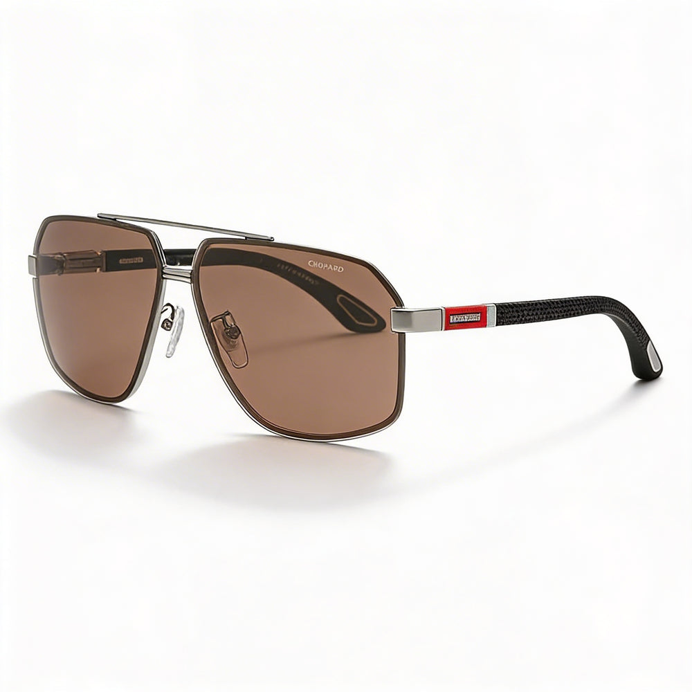Chopard Schg89 Men's Metal Frame Sunglasses in Shiny Ruthenium with Nylon Bio Based Lenses 66-11-140