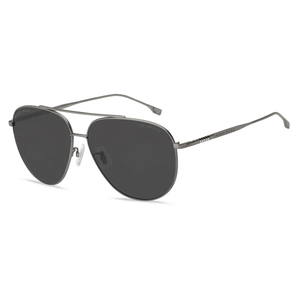 Gafas de sol Hugo Boss 1296/F/S para hombre, de acero inoxidable, color gris rutenio mate, con protección UV, 63 mm