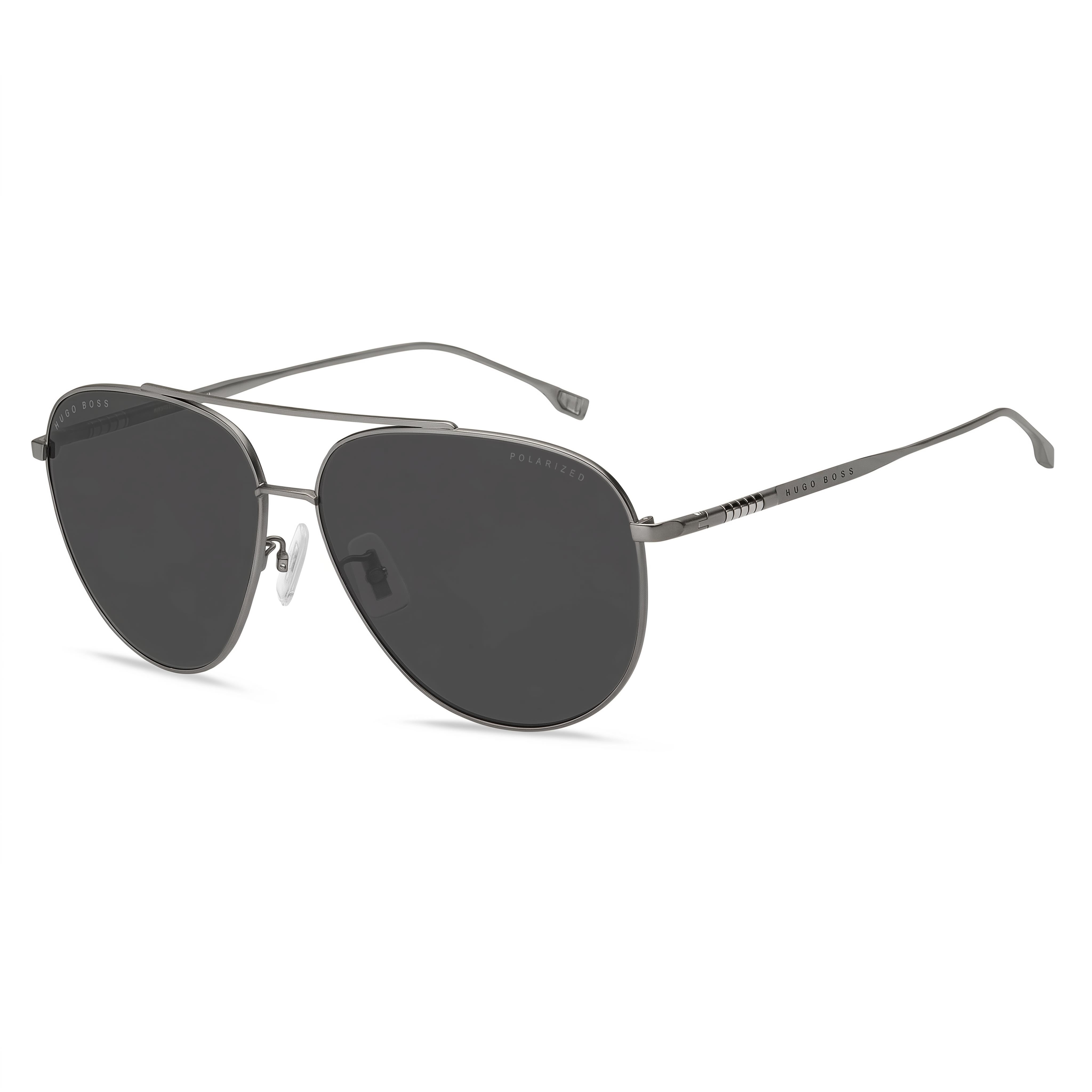 Hugo Boss Boss 1296/F/S Men's Stainless Steel Matte Ruthenium Gray Sunglasses with UV Protection 63mm, Photo 1