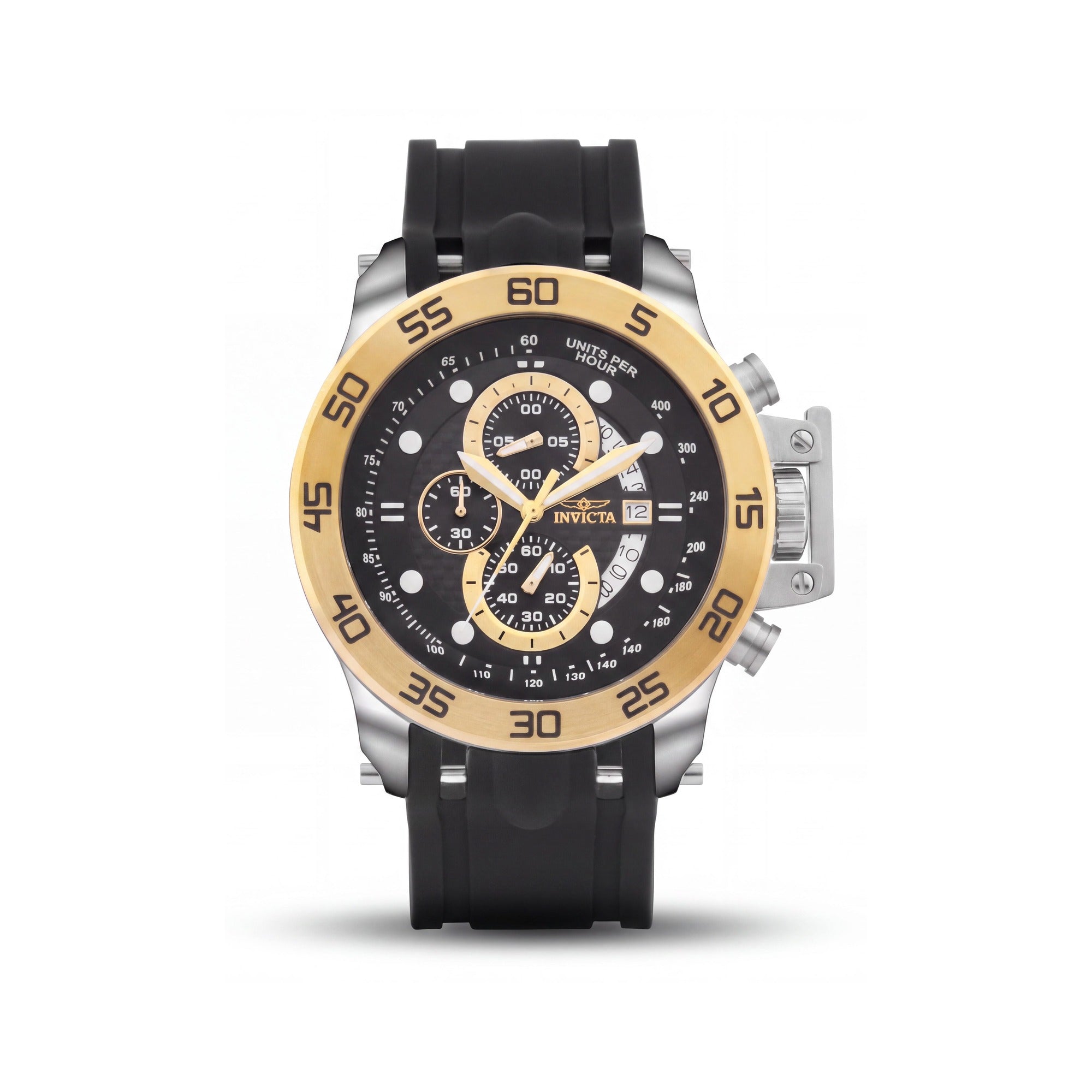 Reloj Invicta para hombre, cronógrafo de cuarzo japonés, de acero inoxidable dorado, poliuretano negro, resistente al agua hasta 100 m, 51 mm, Photo 1