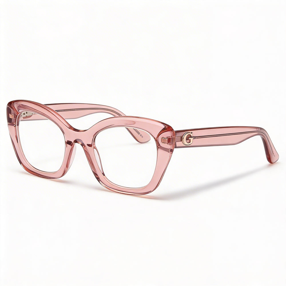 Guess Gu50225 Women's Light Pink Plastic Frame Eyewear with Polycarbonate Non- Lenses, 51mm Lens Width