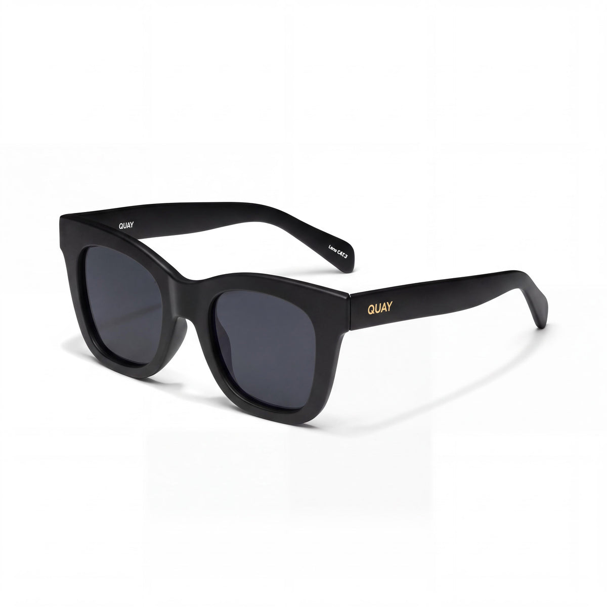 QUAY AUSTRALIA After Hours Unisex Matte Black Smoke Grey Smoked Non-Polarized UV Protected Sunglasses, Temple 150mm, Photo 1