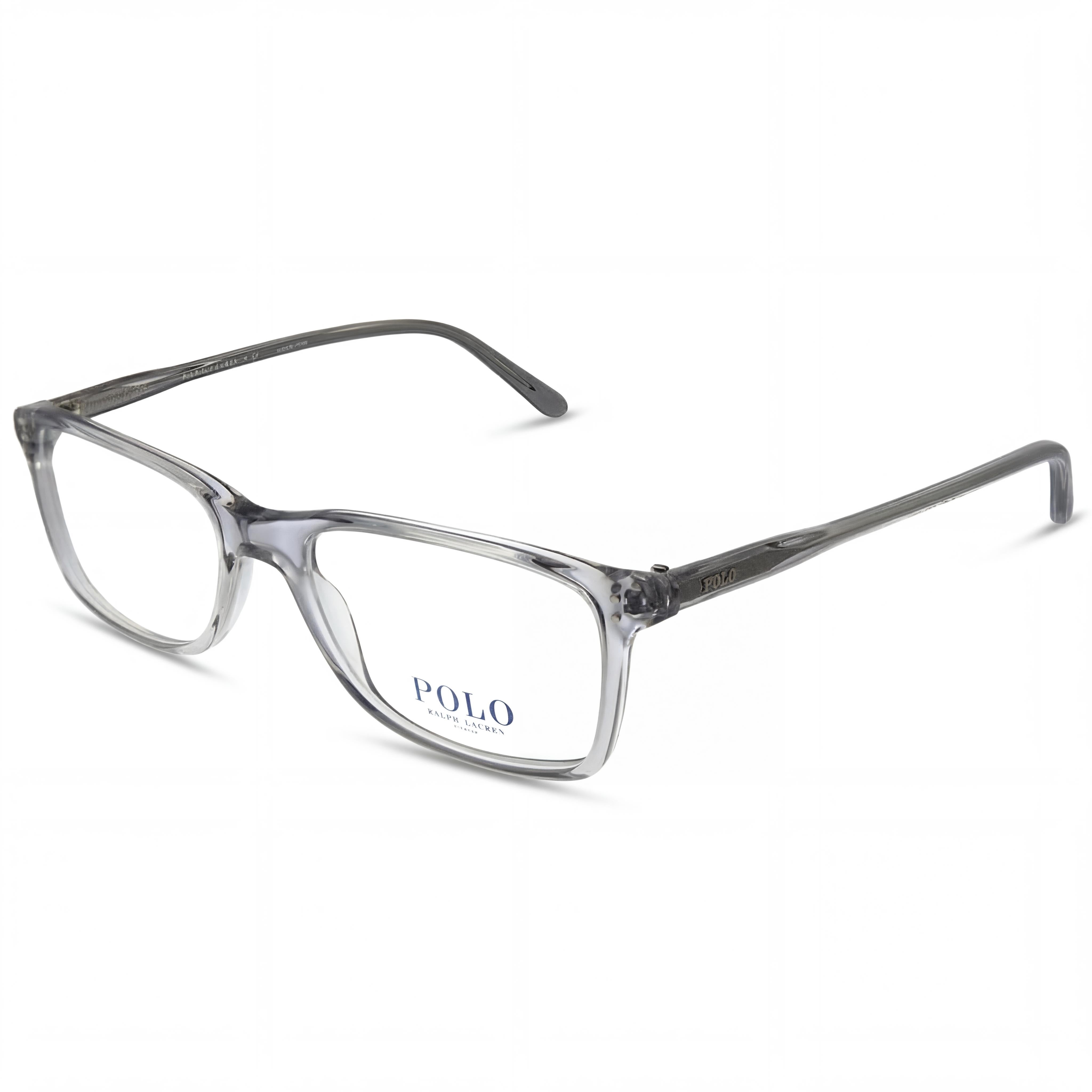 POLO RALPH LAUREN Ph2155 Gafas ópticas rectangulares de acetato para hombre Gris transparente semibrillante 58 mm, Photo 1