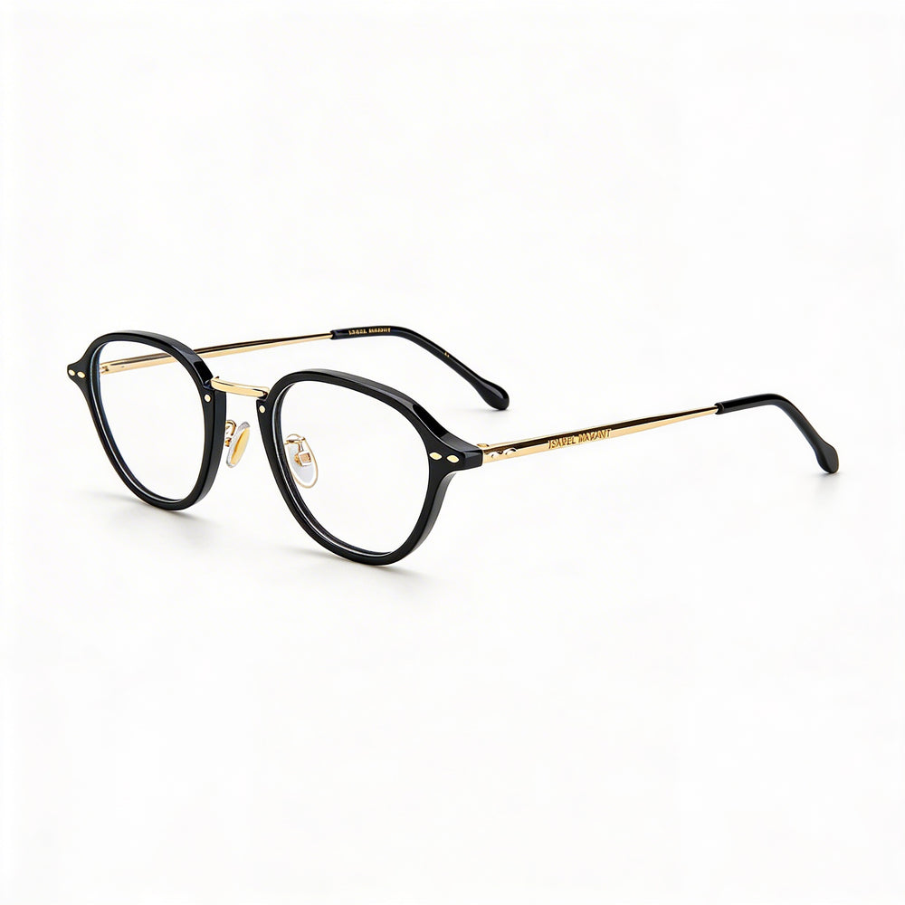 Isabel Marant Im 0034 Gafas de sol modernas para mujer con montura de poliamida y lentes de policarbonato negras doradas, 49 mm