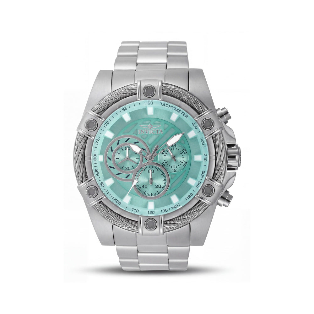 Invicta Bolt 45874 Reloj cronógrafo unisex de cuarzo con esfera azul, acero inoxidable plateado, 52 mm