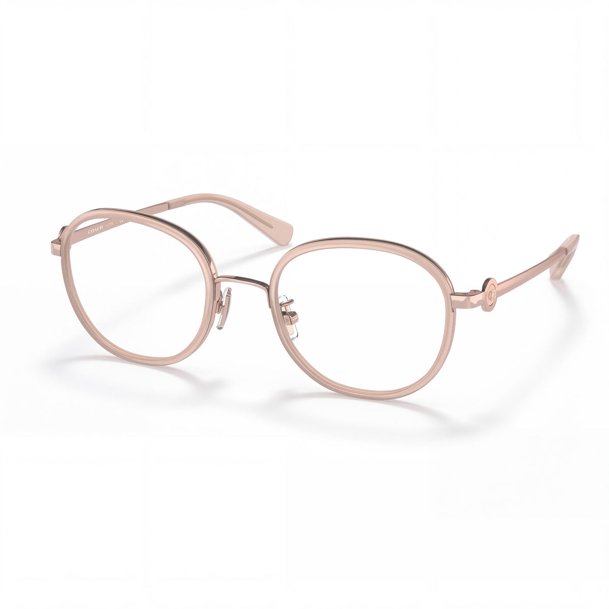 Gafas graduadas redondas para mujer Coach HC5129 con montura de celulosa rosa lechoso 51-20-140, Photo 1