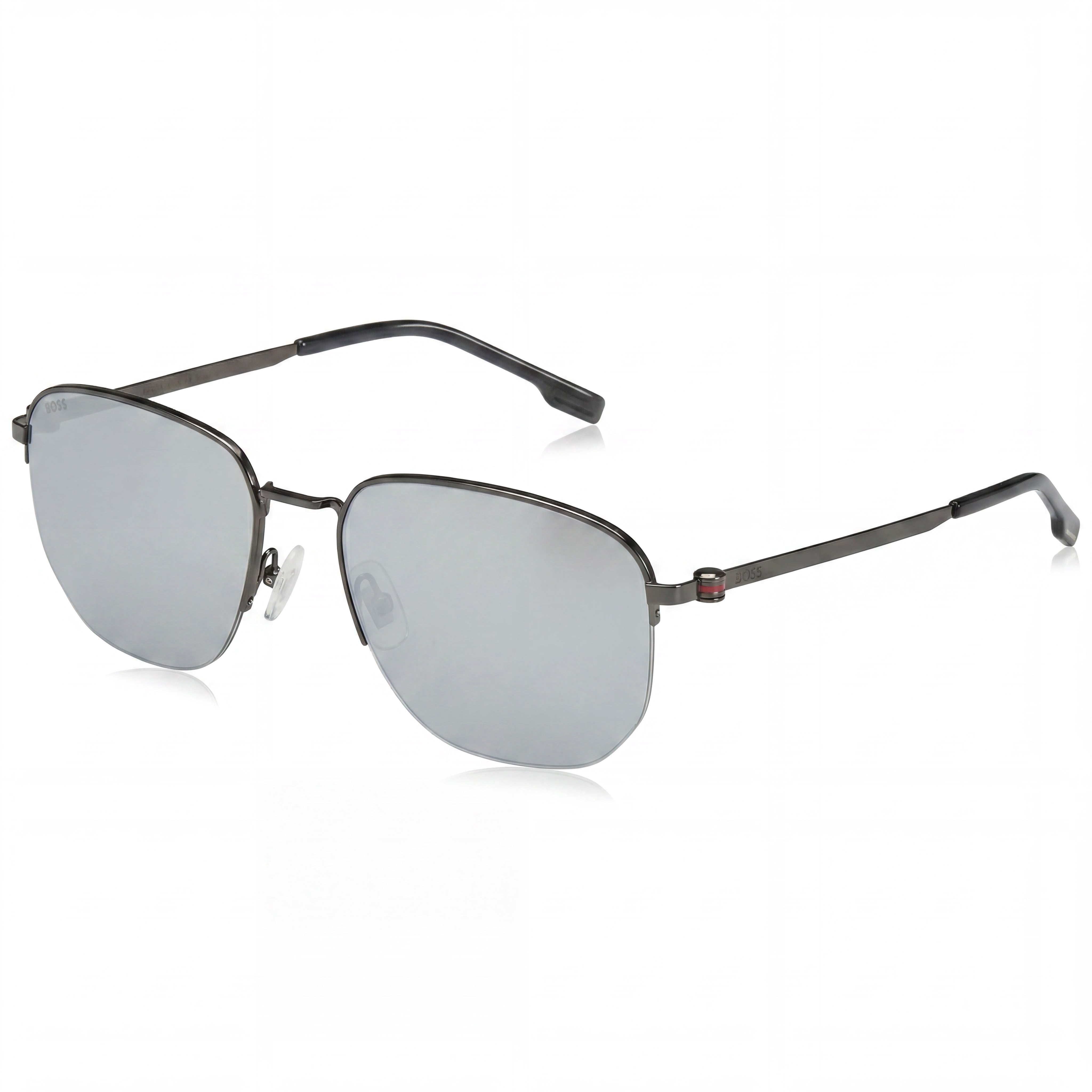 Gafas de sol de hombre Hugo Boss Boss 1538/F/Sk de acetato mate, montura rutenio oscuro/plateado, lentes plateadas con protección UV, 57 mm, Photo 1