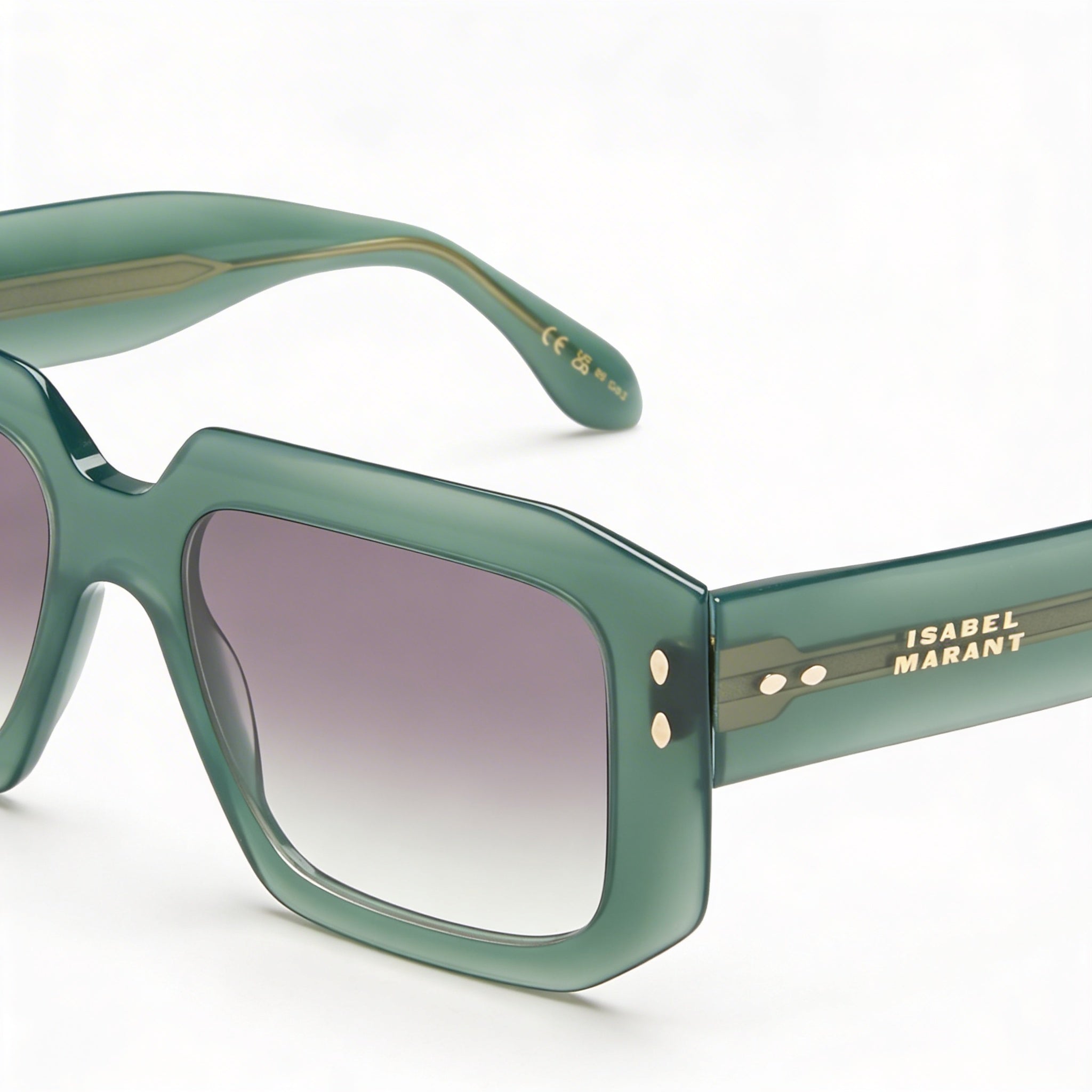 Isabel Marant Classic Women's Green Plastic Rectangular Non-Polarized UV 400 Sunglasses 53mm, Photo 2