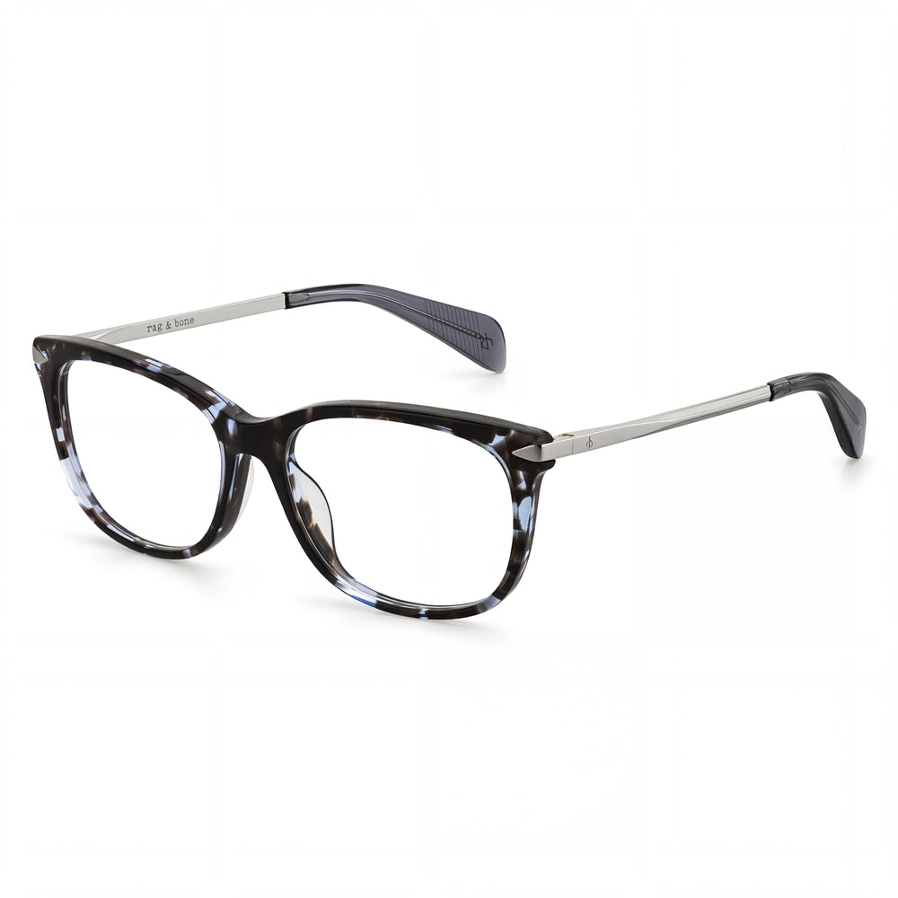 rag & bone Rnb3006 Unisex Acetate Frame Polycarbonate Lens Eyewear Blue Havana 52-16-140