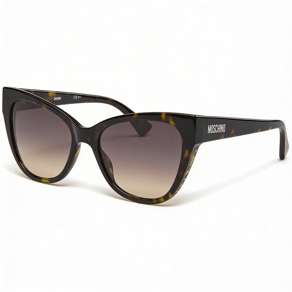 Gafas de sol Moschino MOS056-S para mujer, montura de acetato Havana con mariposas y lentes de policarbonato Havana con protección UV, 54-19-145 mm