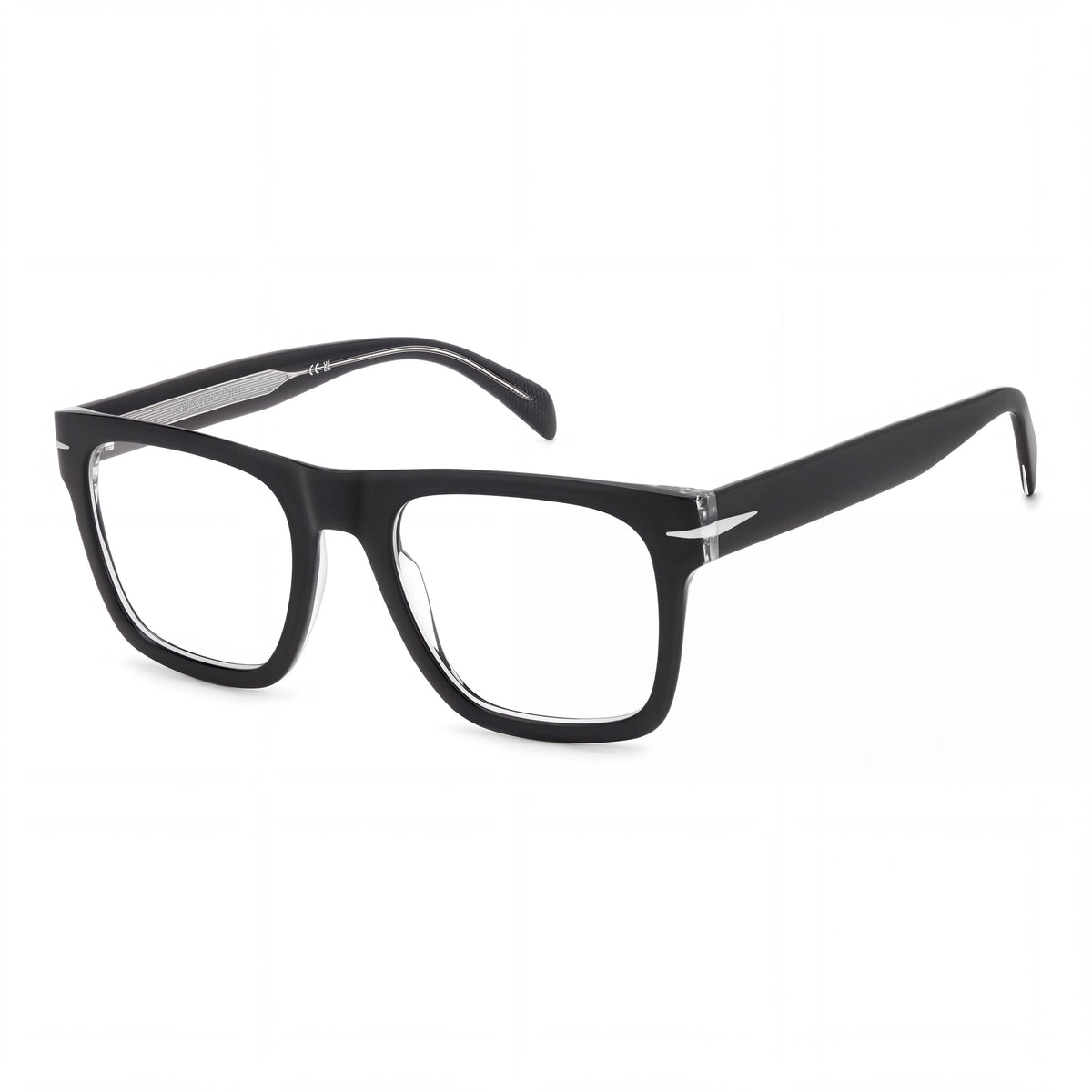 David Beckham Casual Men's Black Crystal Acetate Frame with Transparent Lenses, Non Polarized, 51-21-145, Photo 1