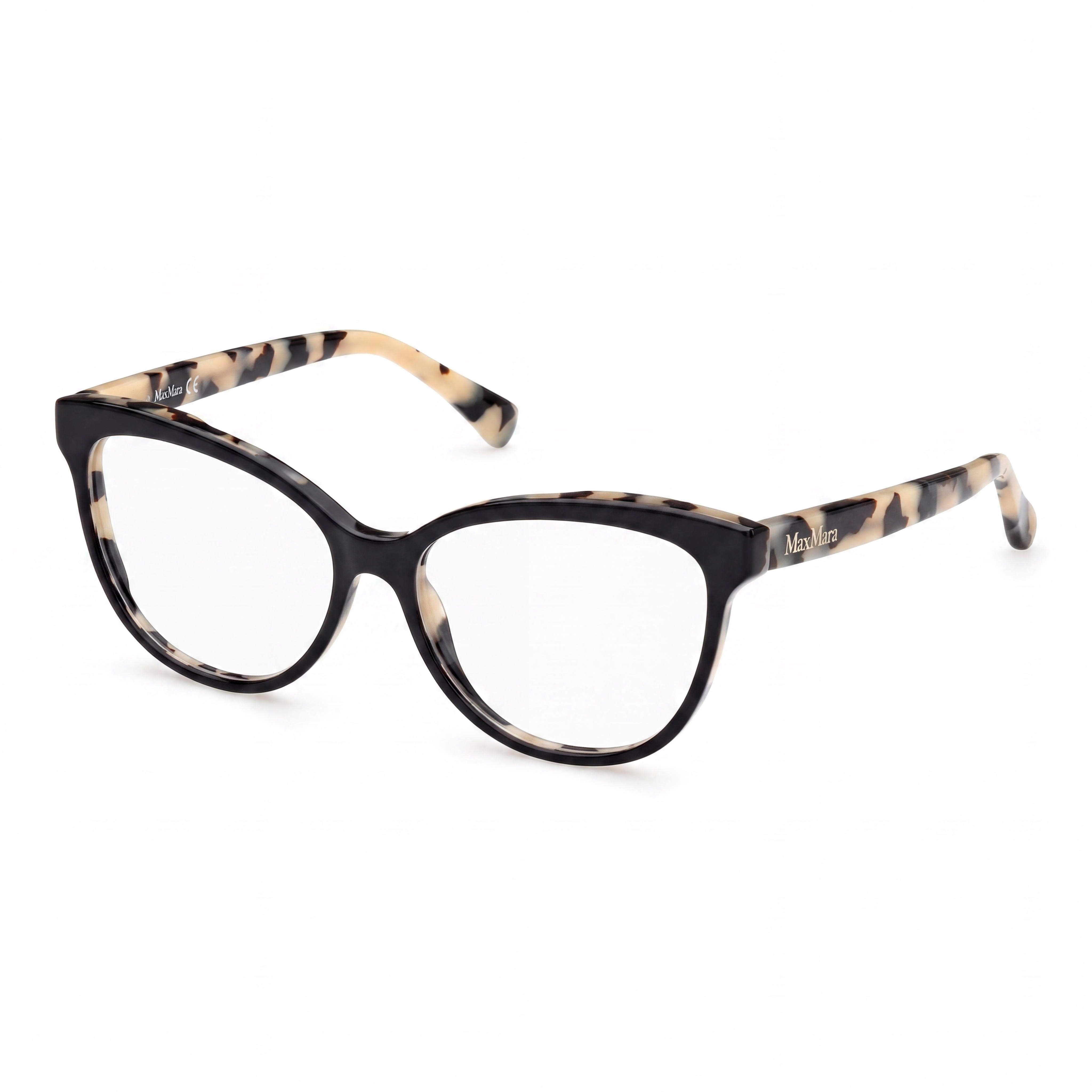 MaxMara Women's Casual Black Plastic Frame Eyeglasses featuring Transparent Plastic Lenses 54-15-140, Photo 1