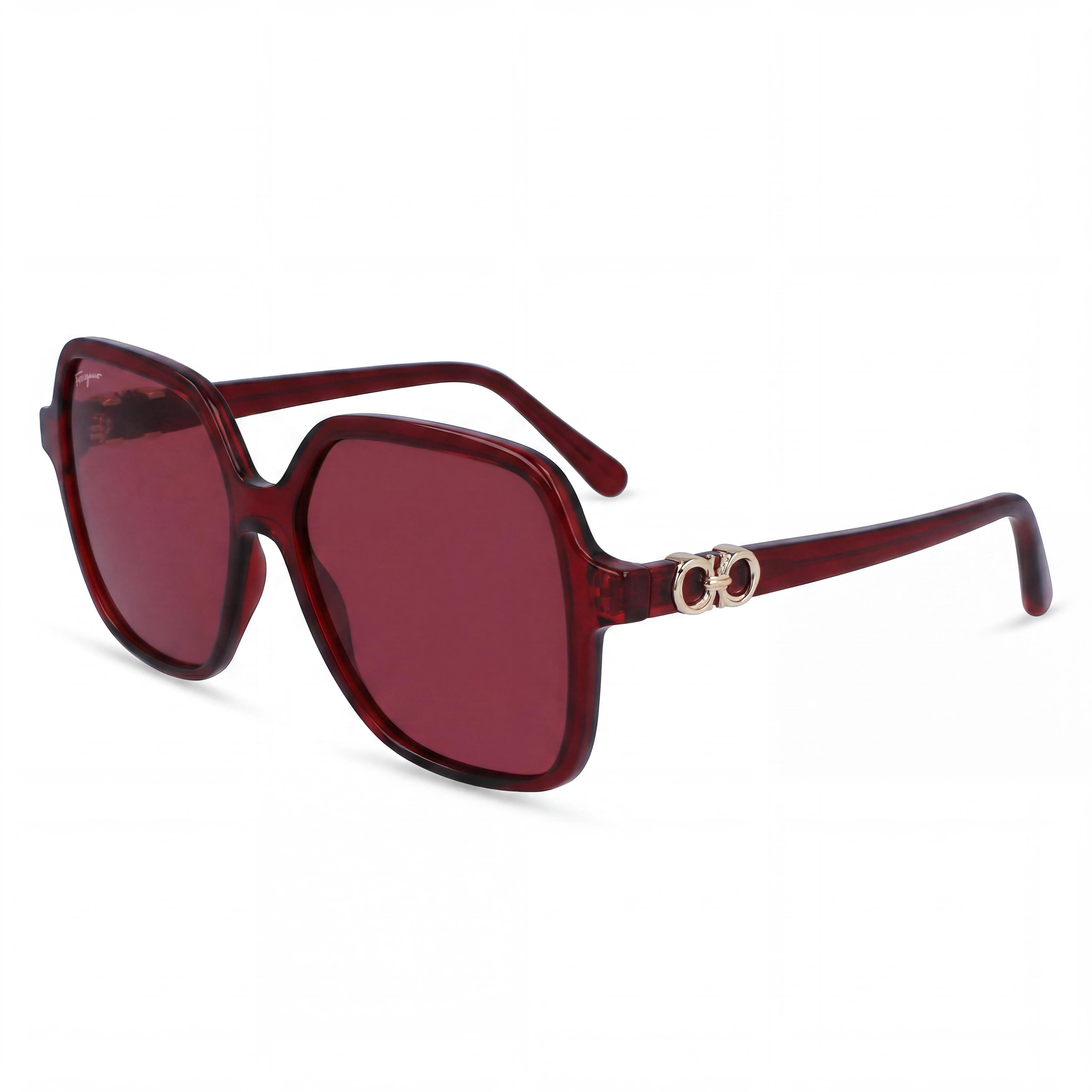 Salvatore Ferragamo Sf1083s Men's Alloy Steel Frame UV 400 Protection Sunglasses Transparent Burgundy 57mm, Photo 1