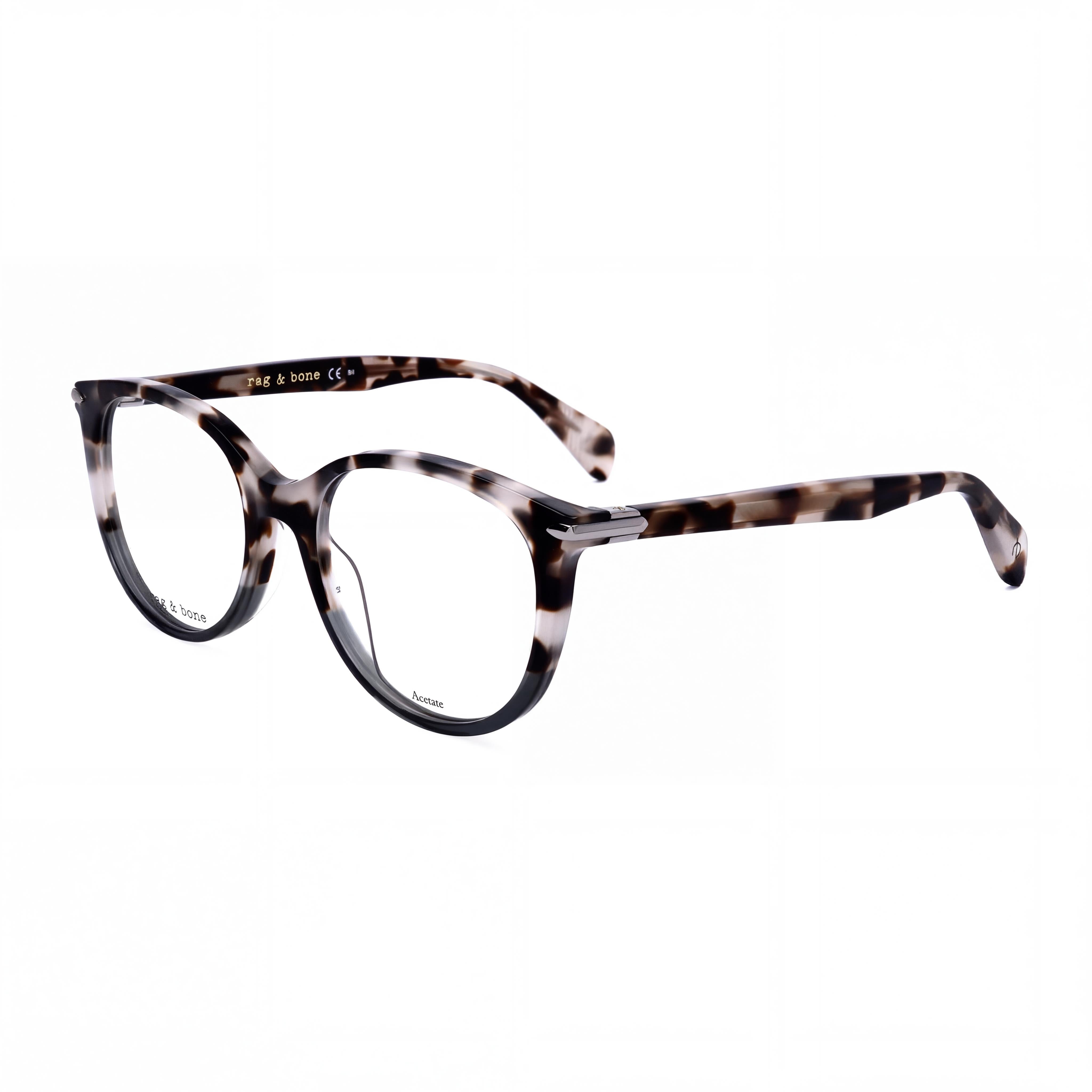 rag & bone Casual Women's Acetate Havana Grey Eyeglasses with Plastic Transparent Lenses, Size 51-18-140, Photo 1