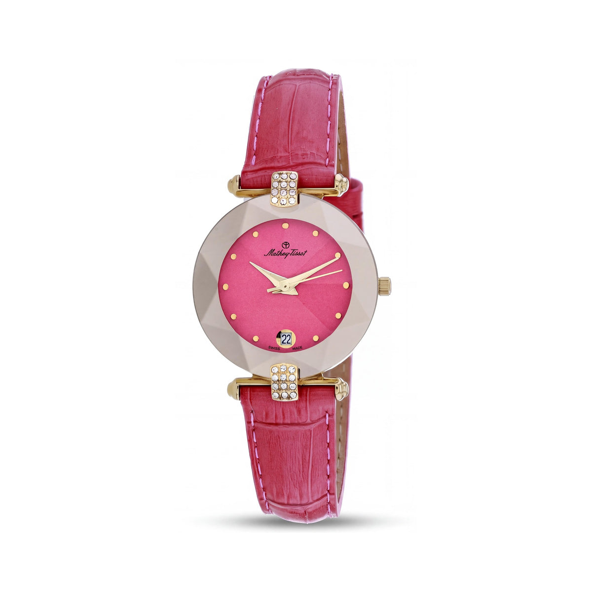 Mathey-Tissot P317F Women's Pink Dial Stainless Steel Water Resistant Watch with Leather Strap, Photo 1