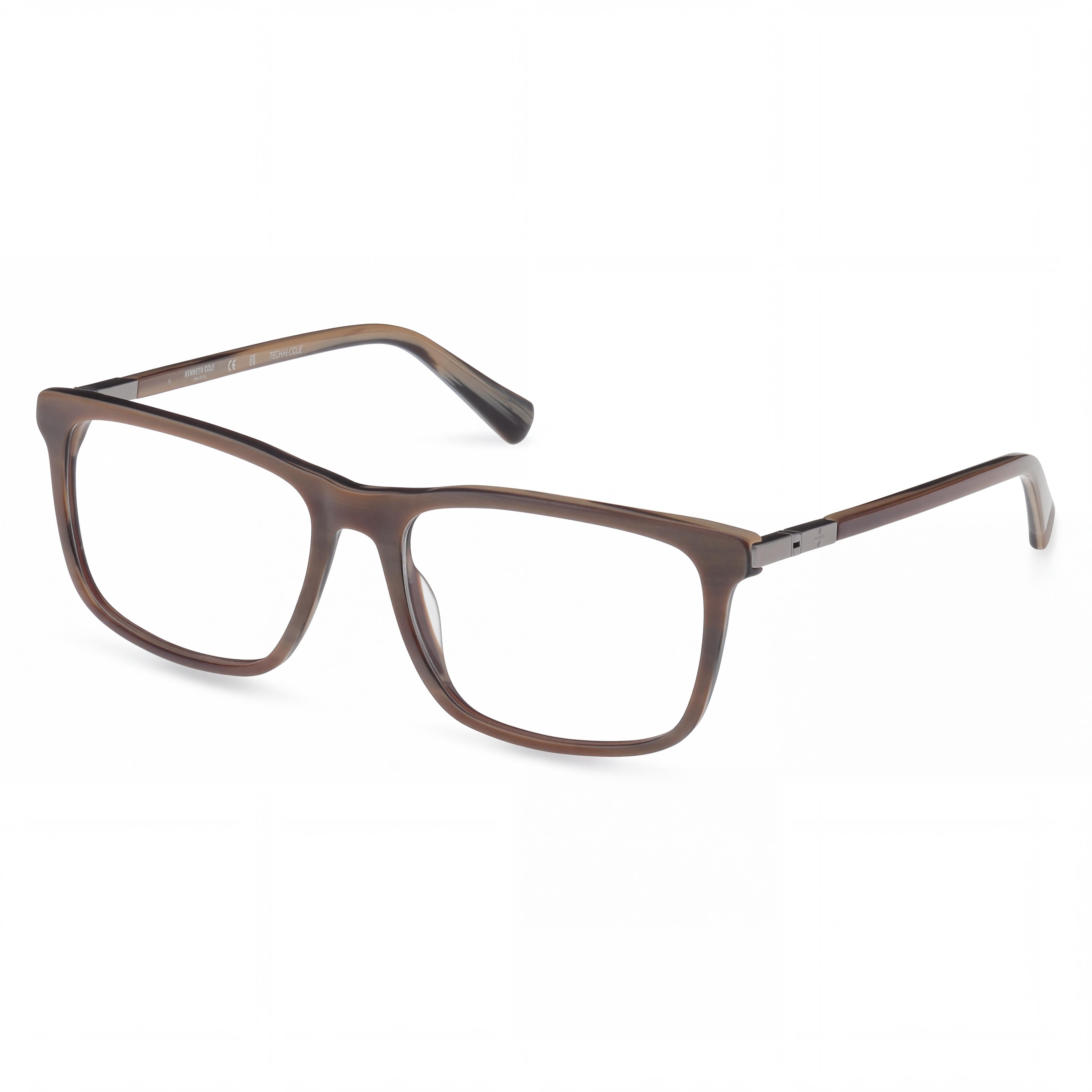 Monturas de Gafas para Hombre Kenneth Cole New York, Color Marrón Claro, con Lentes Transparentes de Demostración, Listas para Receta Personalizada, Photo 1