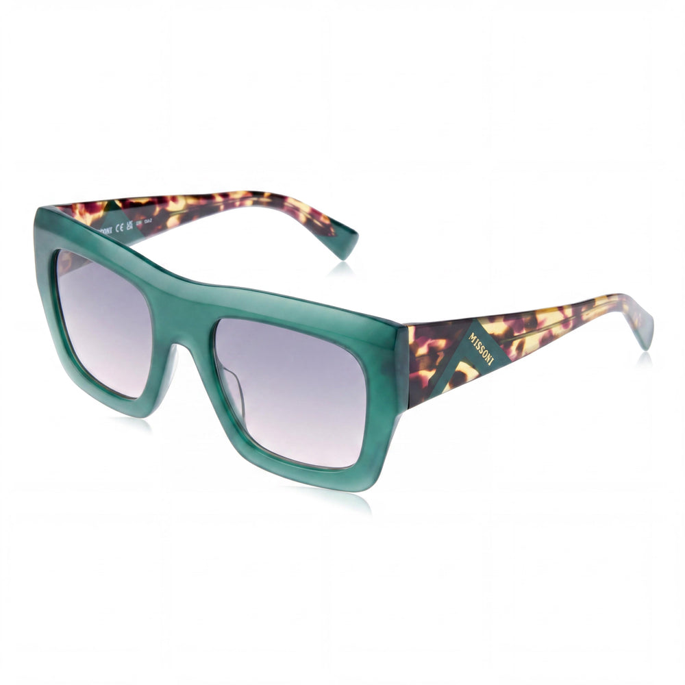 M Missoni Modern Women's Full Rim Flat Top Green Havana Acetate UV Protected Sunglasses 52-22-140