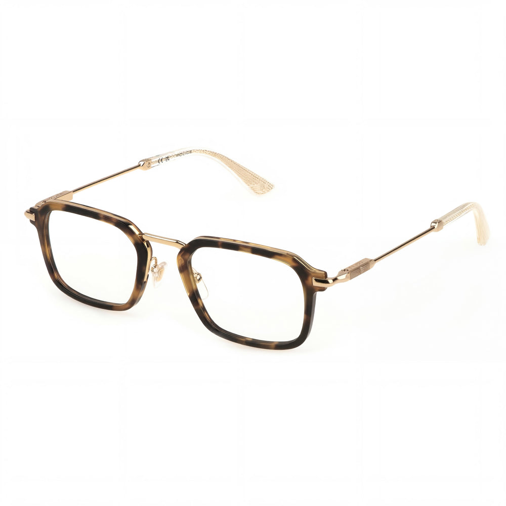 Police Casual Men's Rose Gold Metal Eyeglass Frame with Clear Lenses, 50mm Lens Width, 21mm Bridge, 145mm Temple