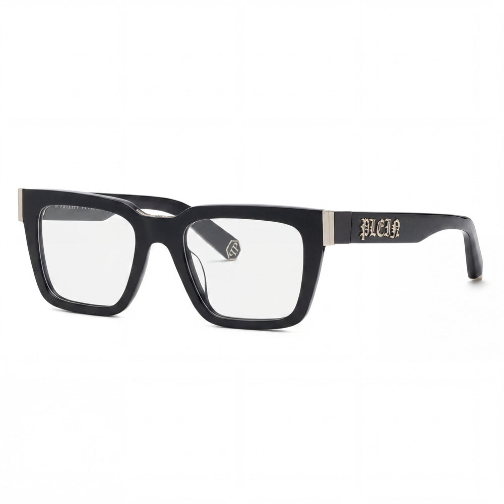 Philipp Plein Vpp112m Men's Shiny Black Optical Frames with Clear Demo Lenses, Prescription Ready 51-20-145