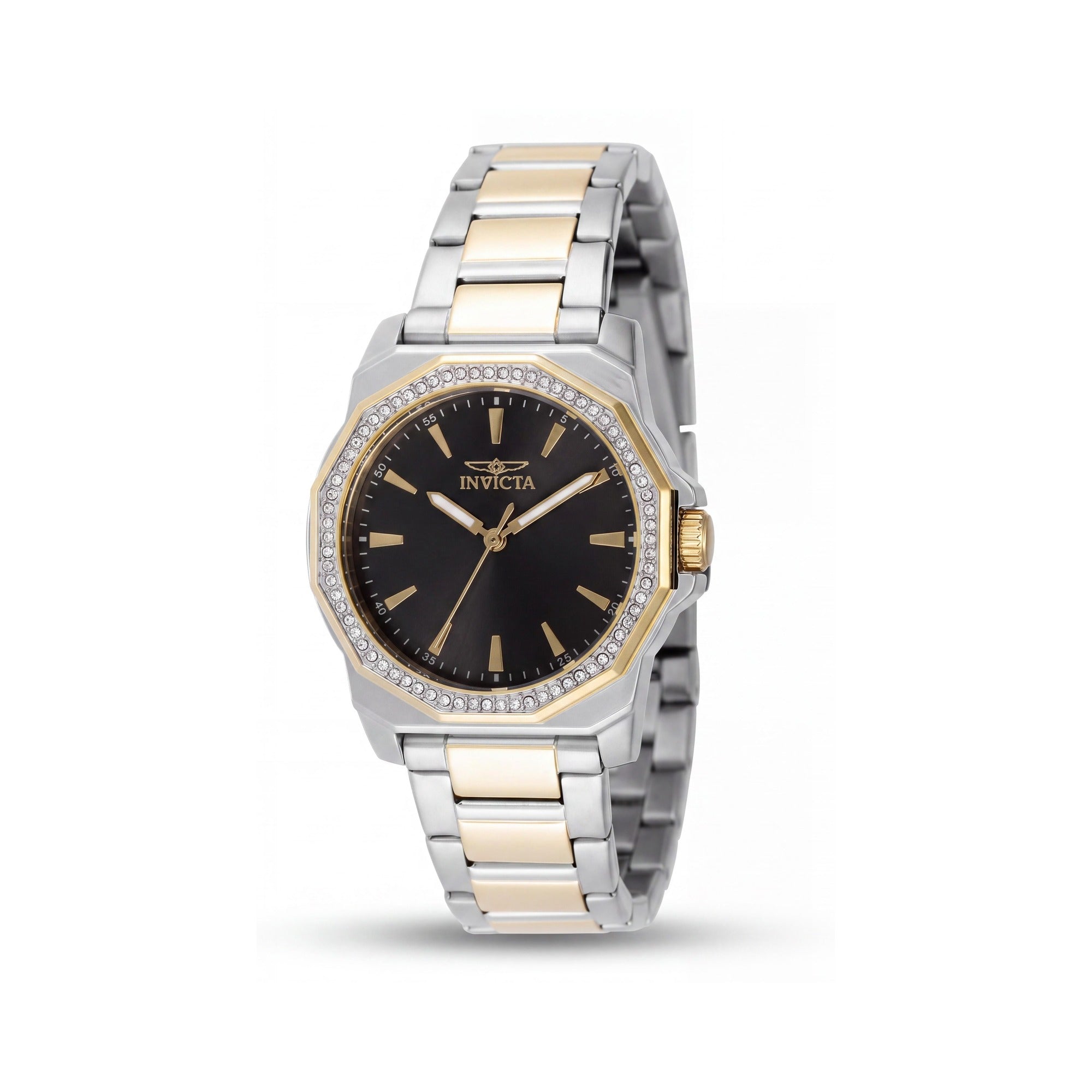 Reloj de cuarzo Invicta Speedway 49112 para mujer con brazalete de acero inoxidable tono plateado, esfera negra de 34 mm, Photo 1