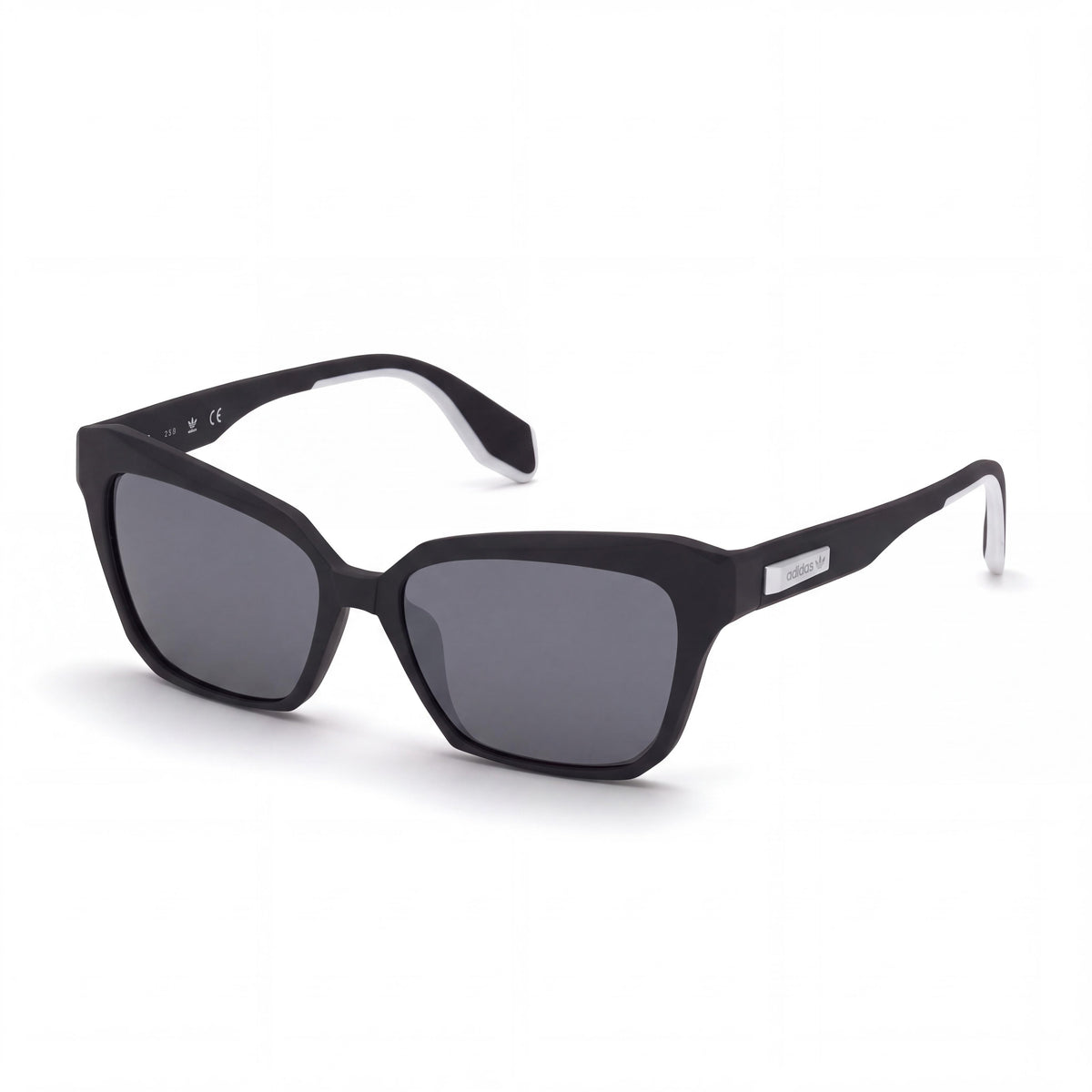 Gafas de sol adidas Originals Or0038@5502c para mujer, estilo ojo de gato, de plástico inyectado, color negro con lentes ahumadas espejadas, 55 mm, protección UV, no polarizadas, Photo 1