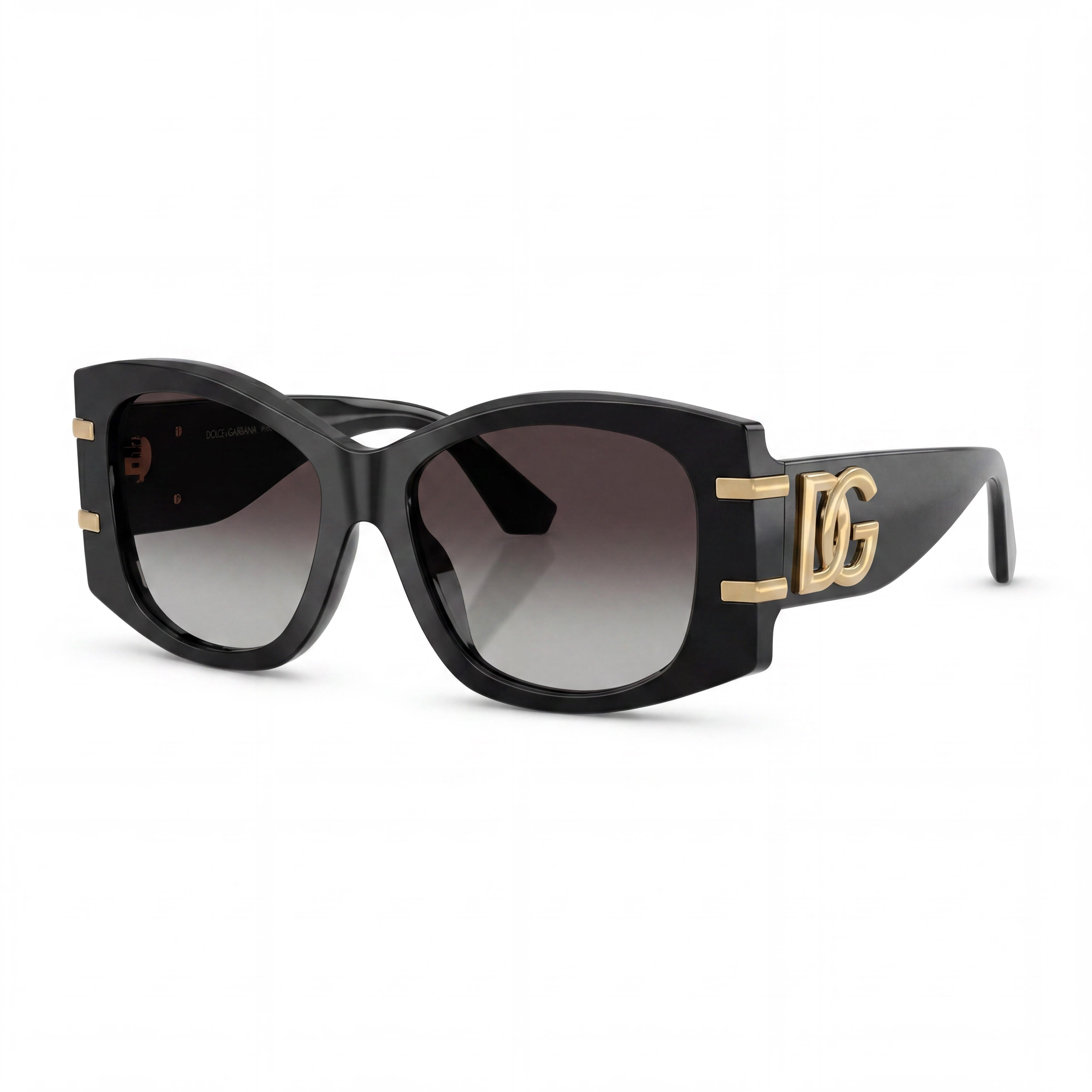Dolce & Gabbana Women's Rectangular Acetate Sunglasses, 100% UV Protection, Black Frame, Grey Gradient Lenses 54mm, Photo 1