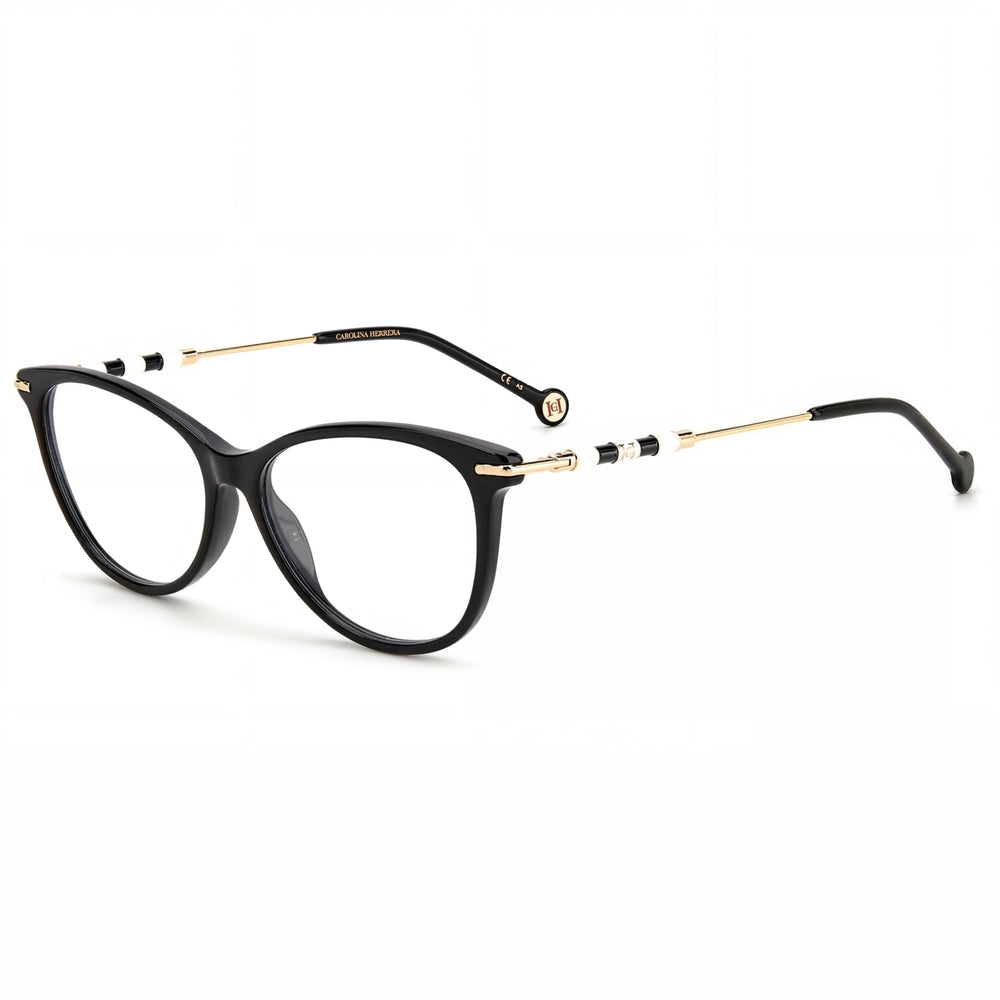 Carolina Herrera CH-0043 Black Cat Eye Eyeglasses for Women, 55mm