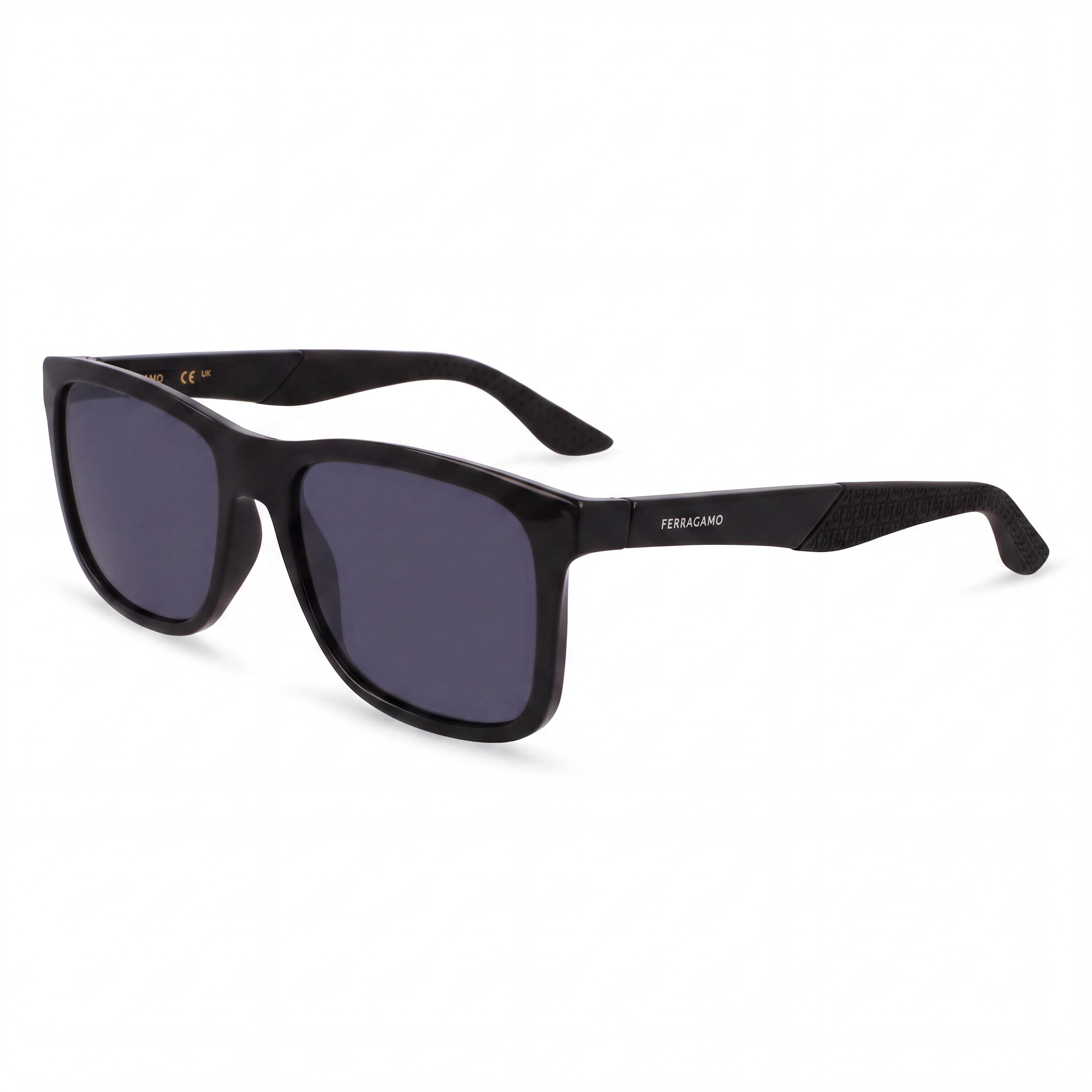 Gafas de sol Salvatore Ferragamo Sf1028sn para hombre, montura inyectada, negras, 100 % protección UV, lentes de policarbonato de 56 mm, Photo 1