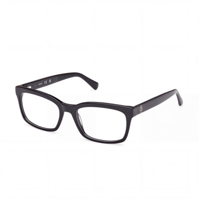 GUESS Clásico Unisex Plastic Frame Eyeglasses featuring Shiny Black Frame and Black Lenses, 55mm Lens Width