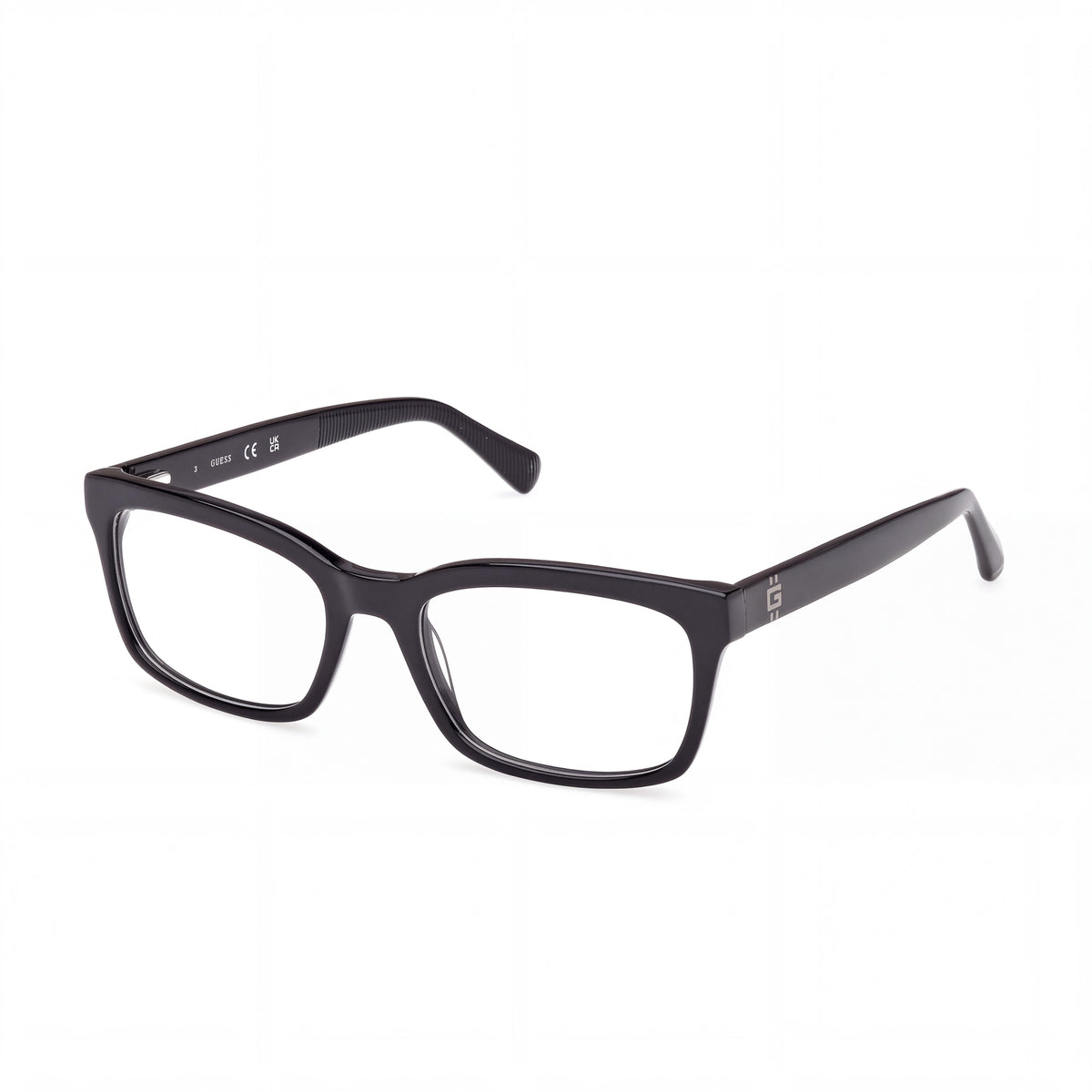 GUESS Clásico Unisex Plastic Frame Eyeglasses featuring Shiny Black Frame and Black Lenses, 55mm Lens Width, Photo 1