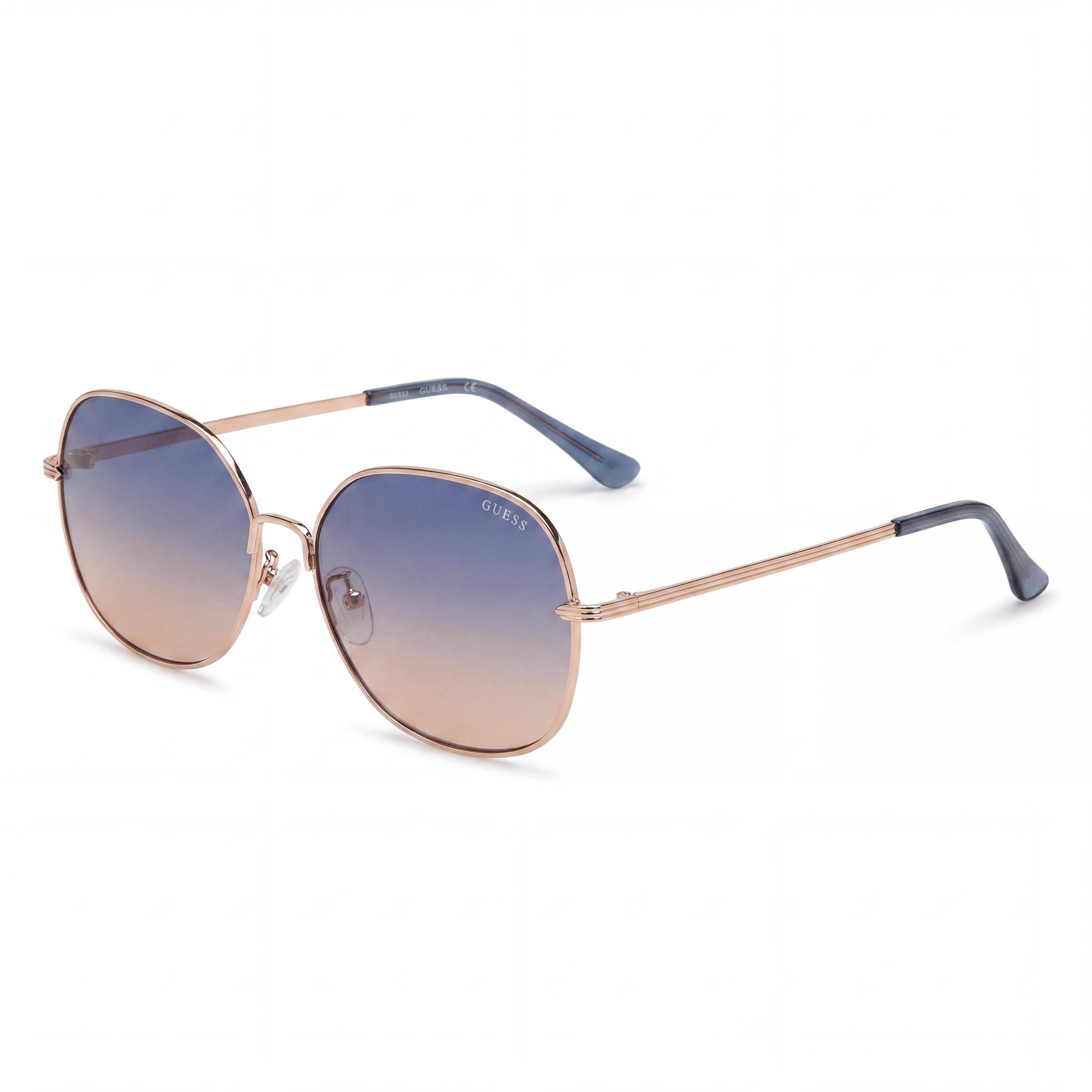 Gafas de sol Guess Factory GF0385 para mujer, montura de plástico brillante oro rosa, con protección UV degradado azul, 145 mm, Photo 1
