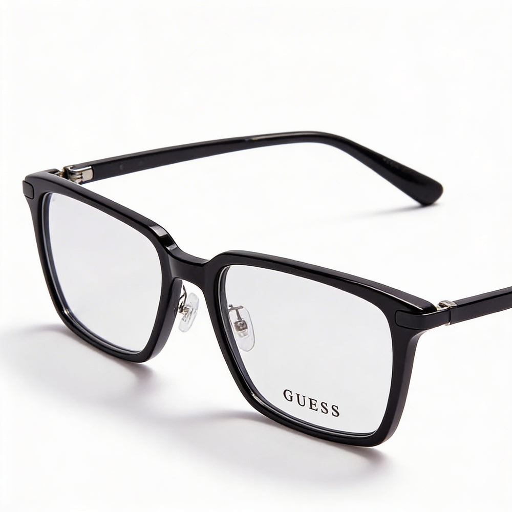 Guess Gu50206-d Unisex Shiny Black Acetate Non- Eyewear 55mm