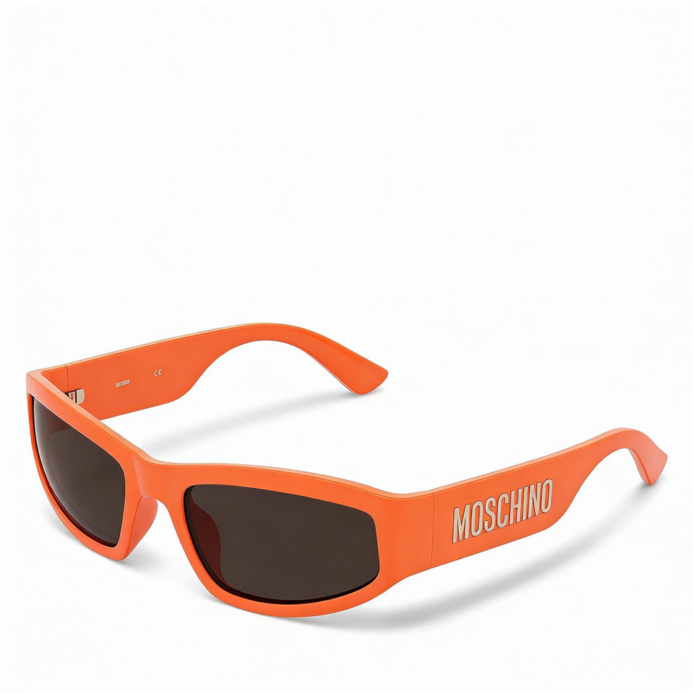 Gafas de sol Moschino Classic para hombre, de poliamida no polarizada, color naranja y marrón, con lentes marrones y 100 % de protección UV (60-21-130)