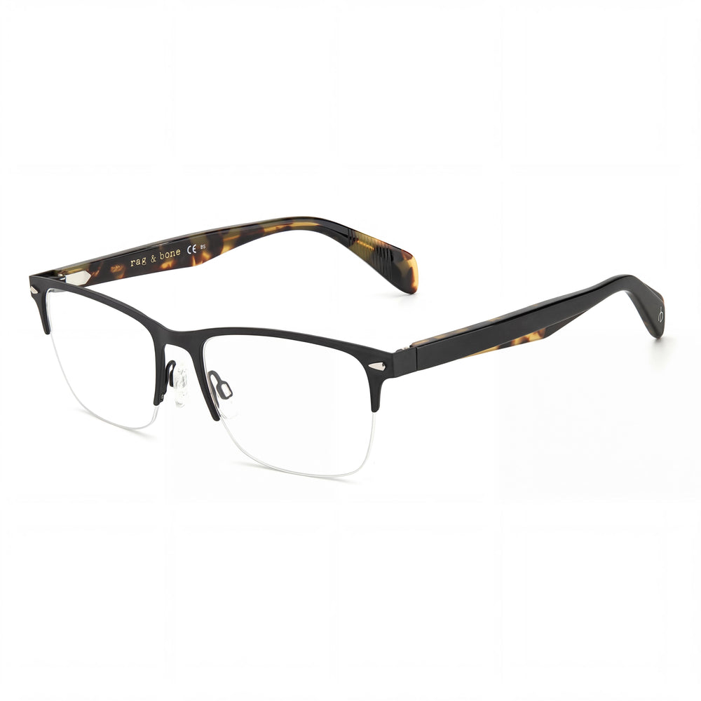 Rag & Bone Rnb 7019 Unisex Sunglasses with Alloy Steel Frame, Matt Black Lenses, 54mm