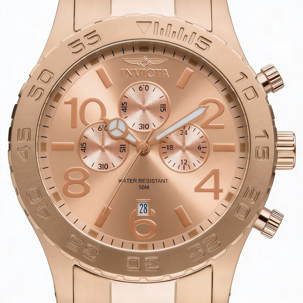 Invicta Specialty 1271 Men's Casual Stainless Steel Rose Gold Dial Quartz Watch 50mm
