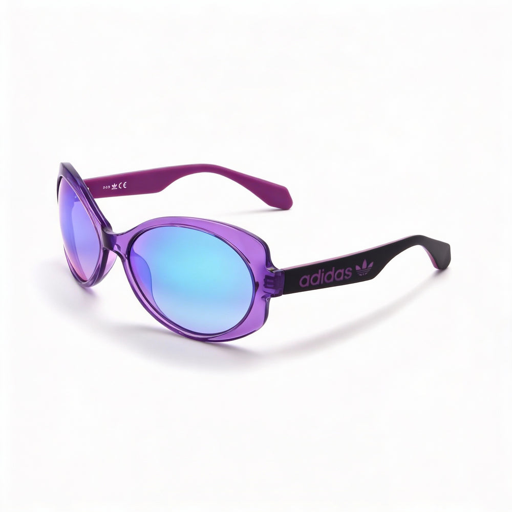 Gafas de sol adidas Originals Contemporaneo para mujer, con montura de acetato morado brillante transparente y degradado, protección UV y espejo, 56 mm