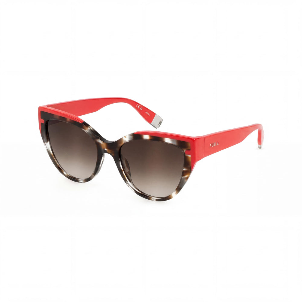 Furla Sfu694 Women's Brown Grey Havana Plastic UV Protection Sunglasses 55mm