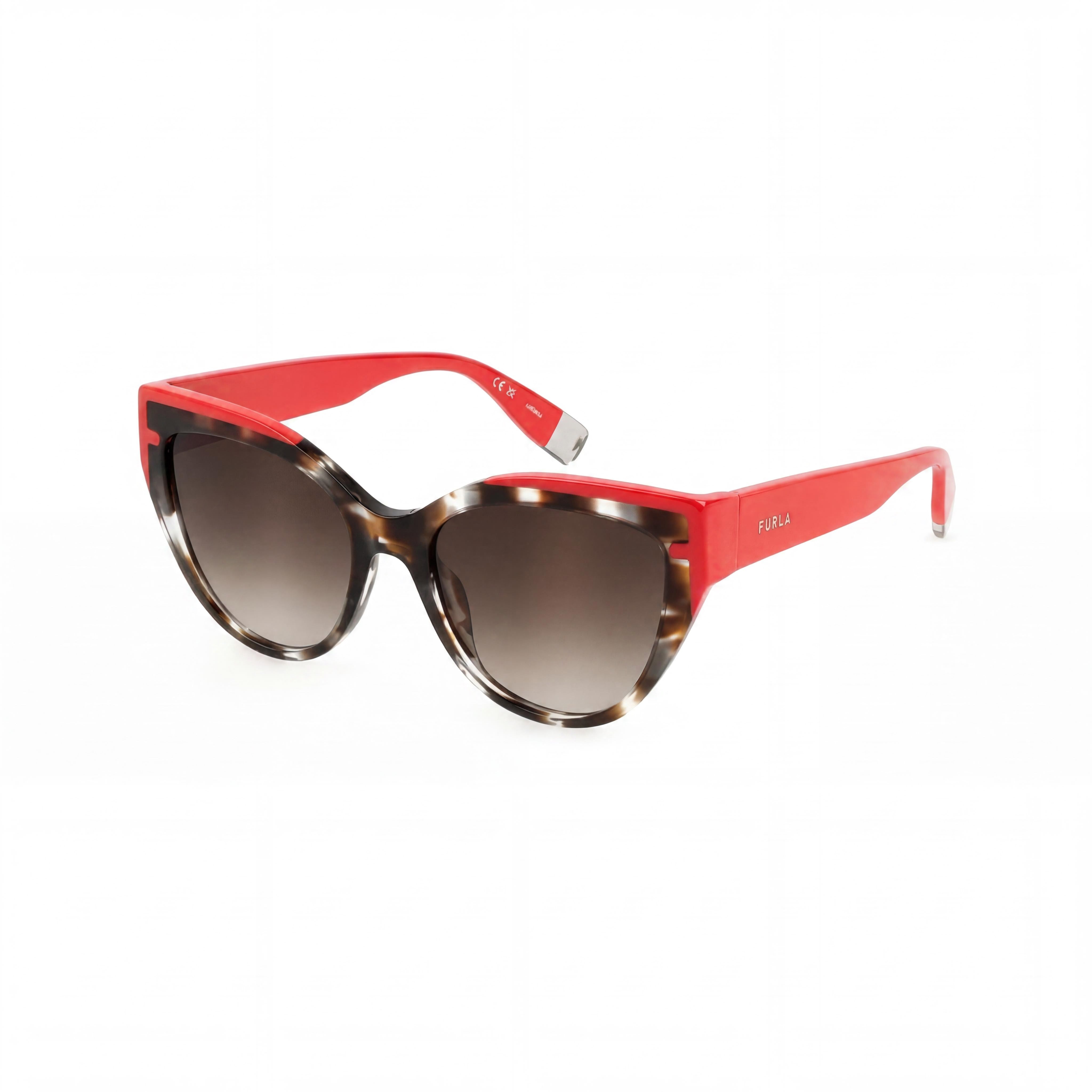 Furla Sfu694 Women's Brown Grey Havana Plastic UV Protection Sunglasses 55mm, Photo 1